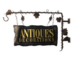 Wrought Iron and Tole Painted Antiques Trade Sign
