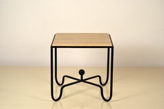 Wrought Iron and Travertine 'Entretoise' Side Table by Design Frères