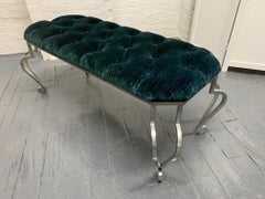 Wrought Iron and Tufted Bench Style of Maison Ramsay