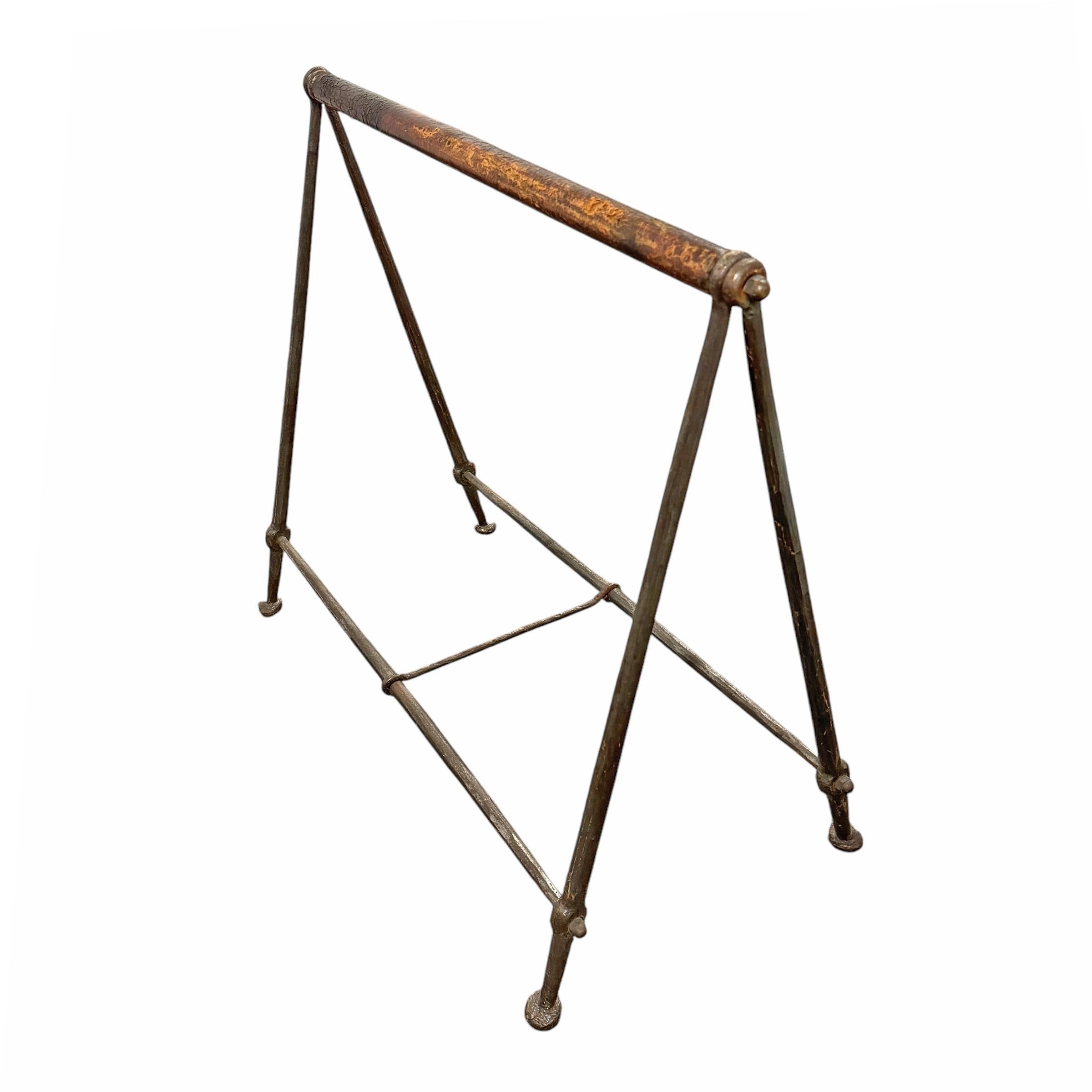Wrought Iron and Walnut Table For Sale 4