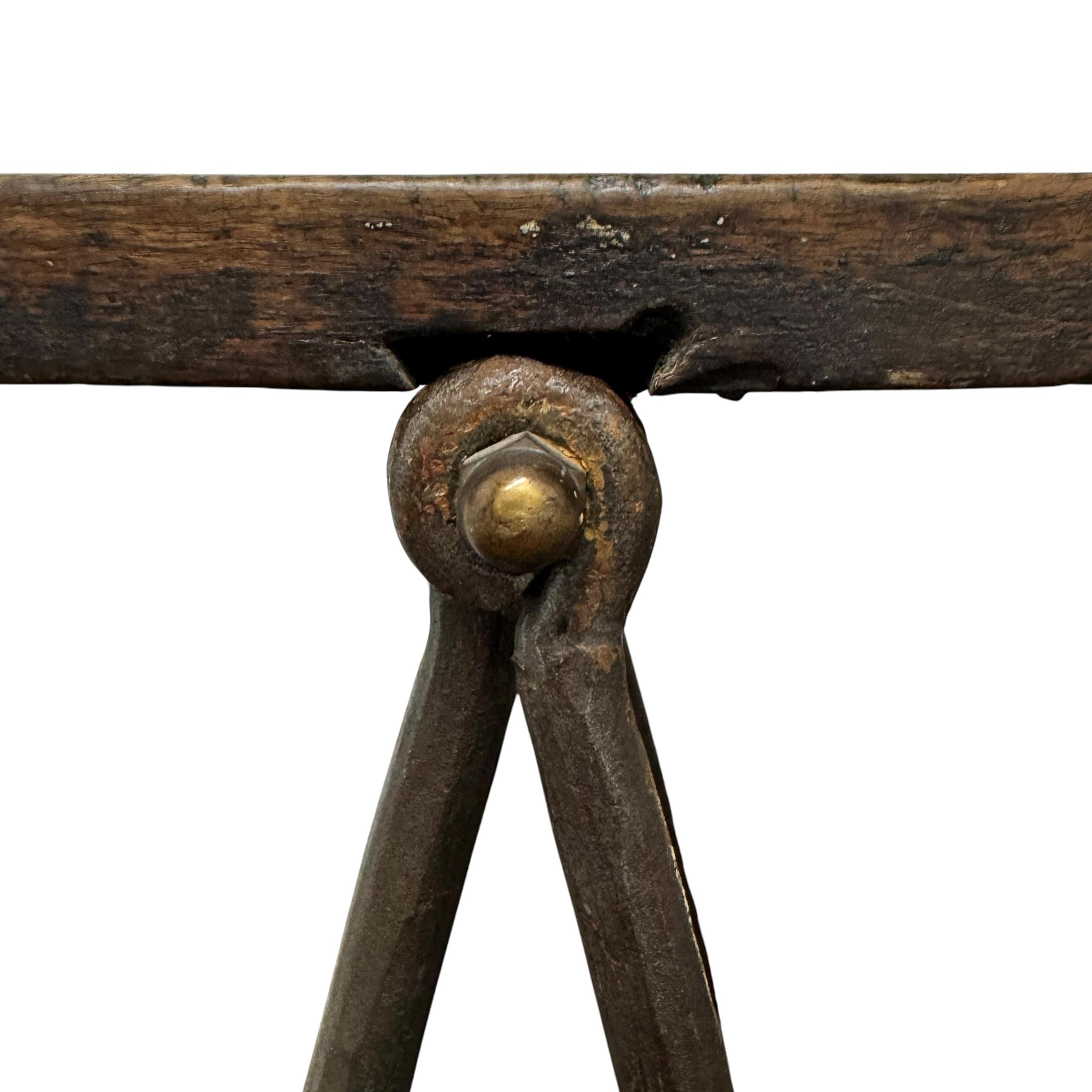 Wrought Iron and Walnut Table For Sale 5