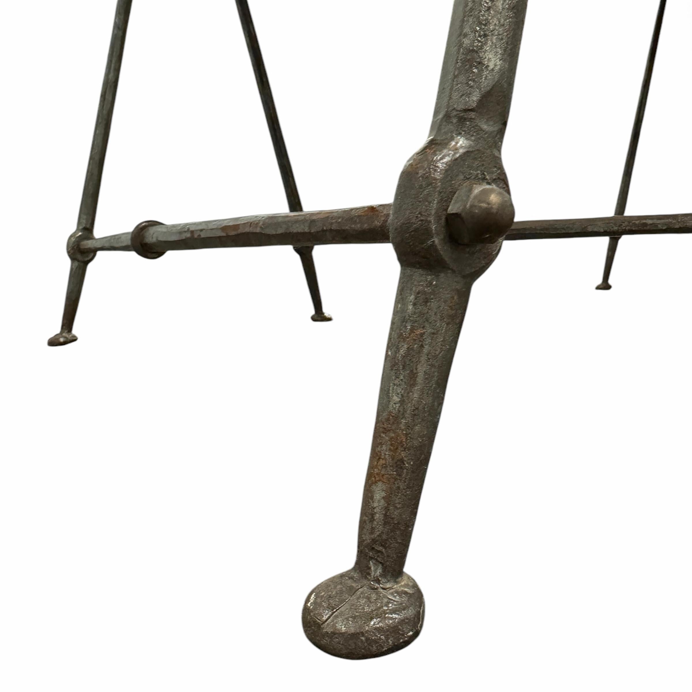 Wrought Iron and Walnut Table For Sale 6