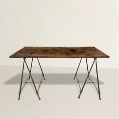 Wrought Iron and Walnut Table