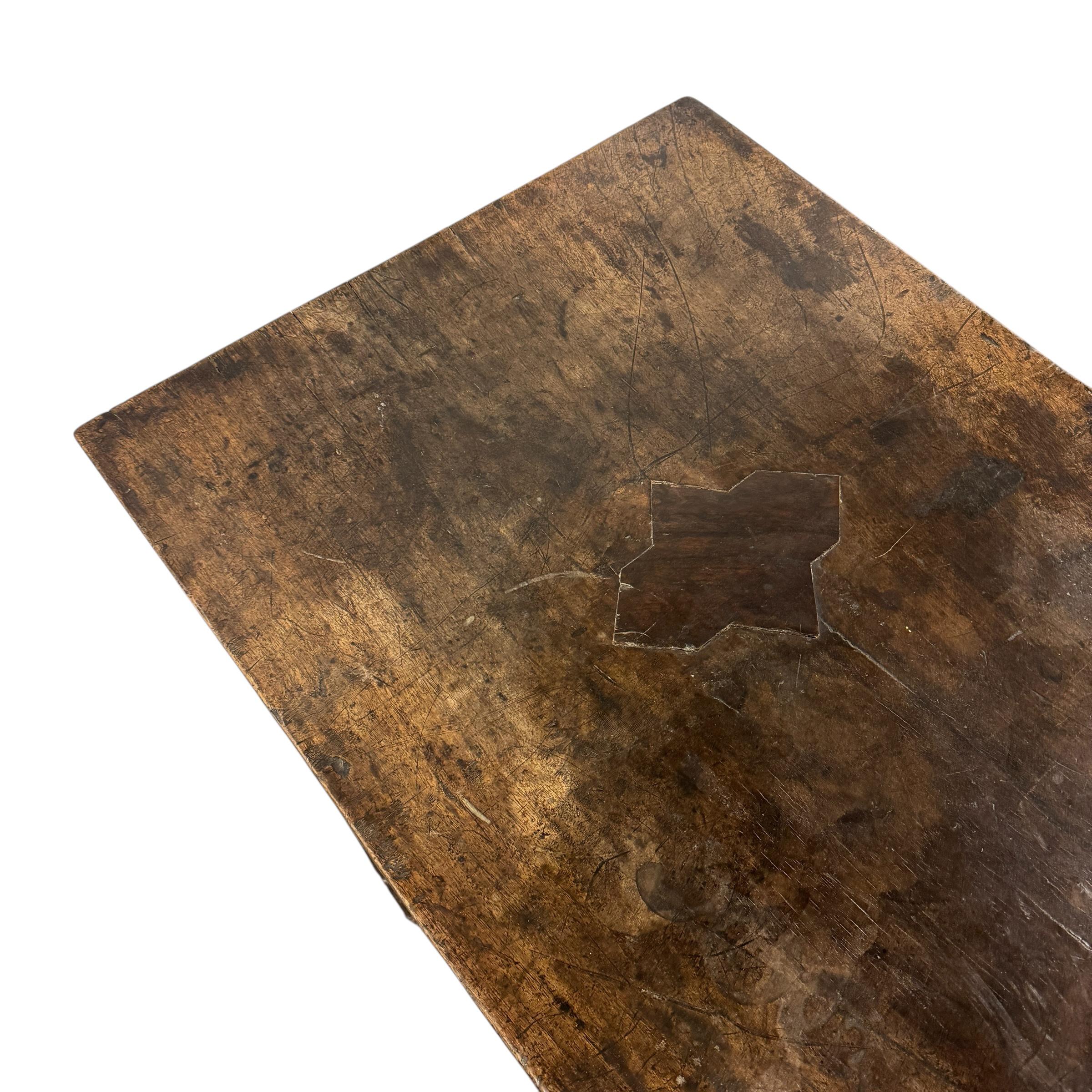 Wrought Iron and Walnut Table For Sale 1
