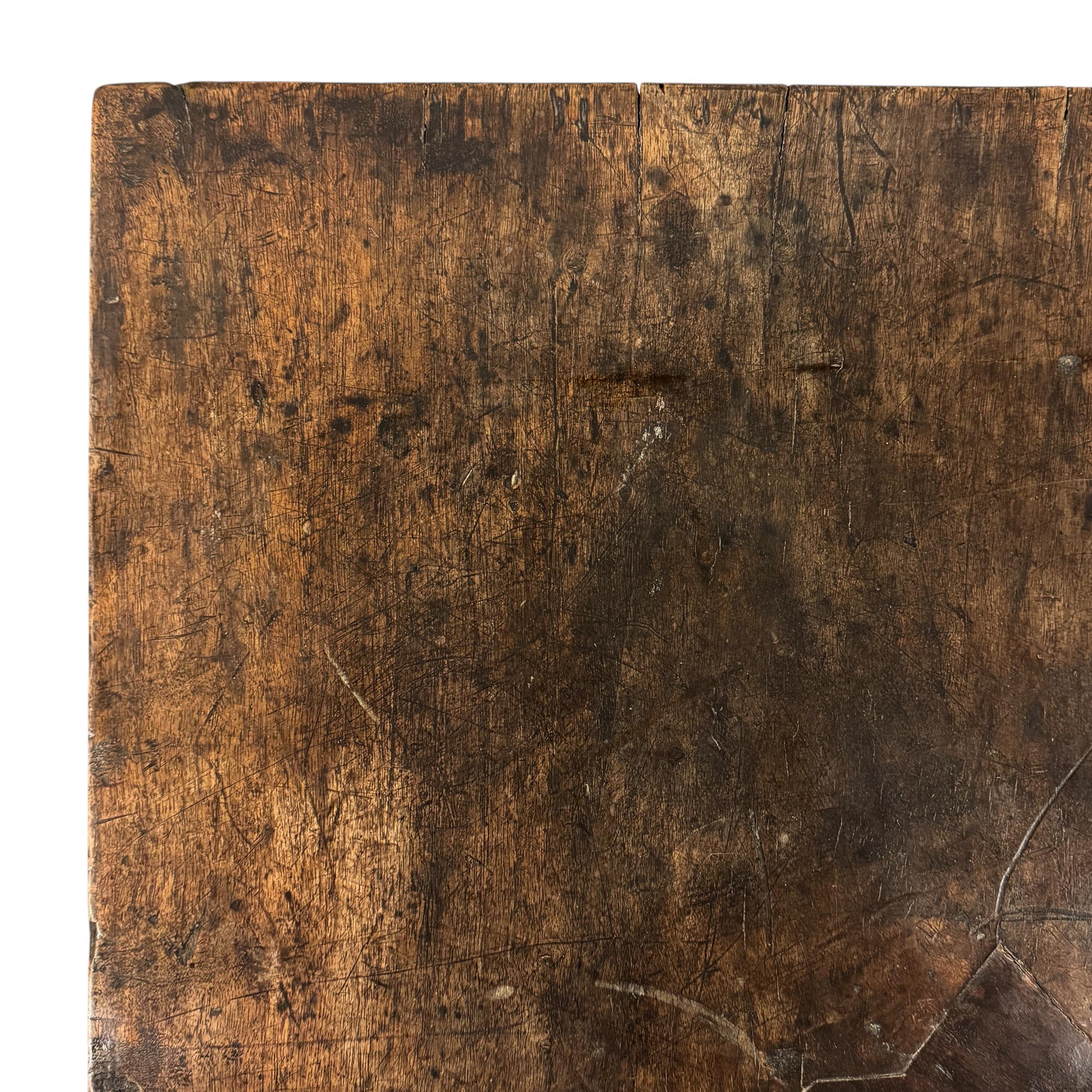 Wrought Iron and Walnut Table For Sale 2