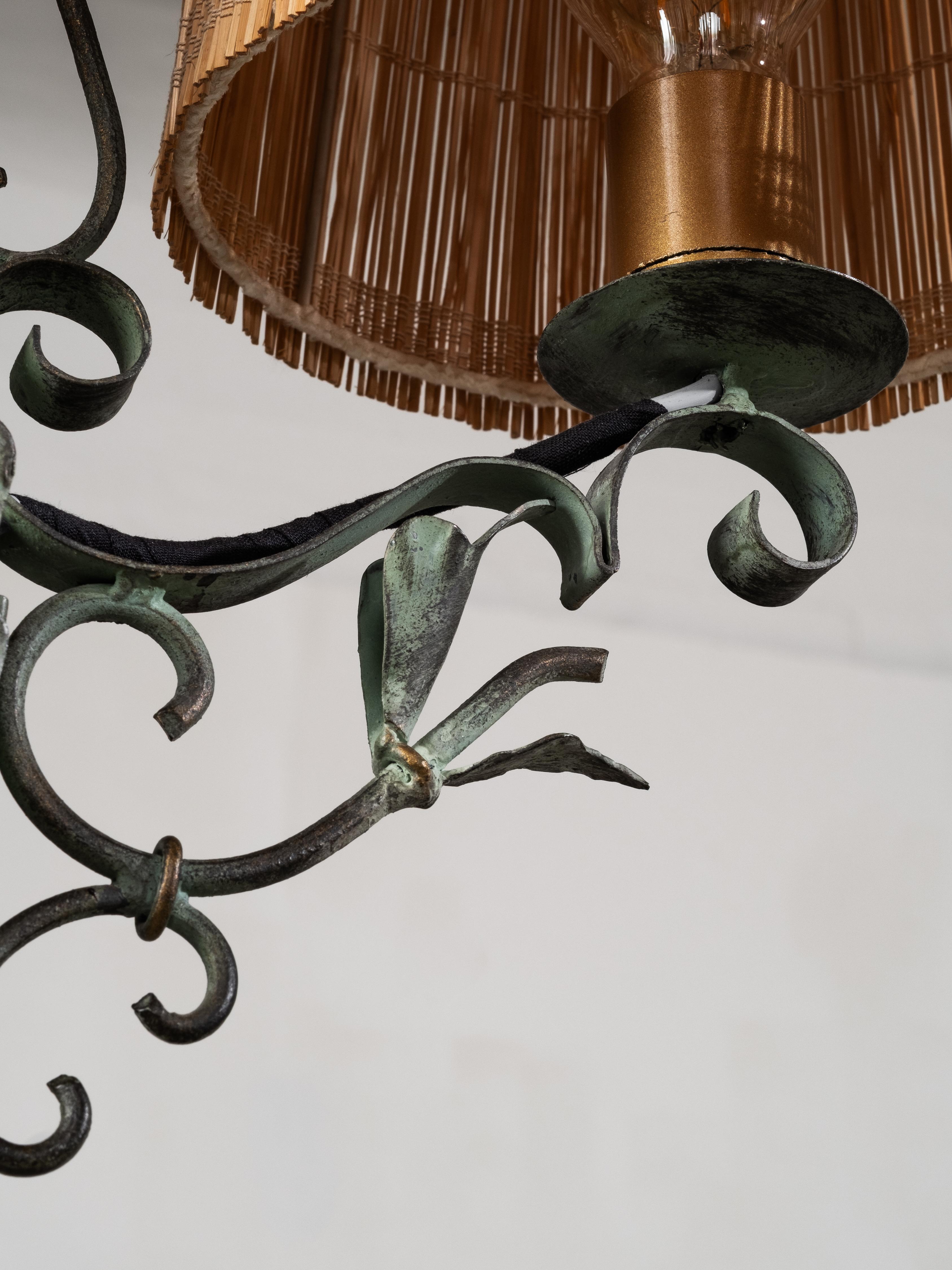 Lampadaire en fer forgé et en ardoise de bois par Hakkarainen, Finlande, années 1930 en vente 2