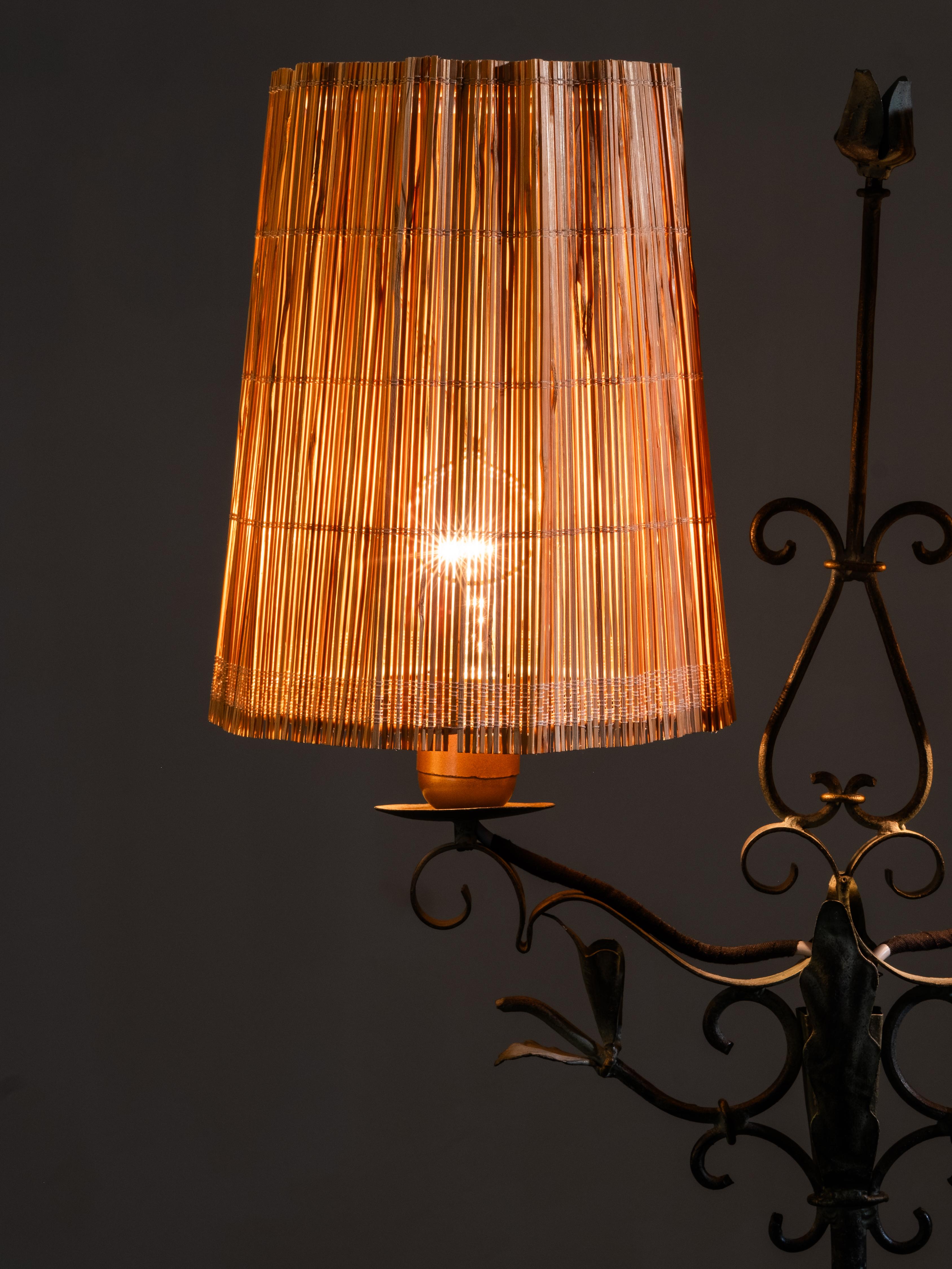 Lampadaire en fer forgé et en ardoise de bois par Hakkarainen, Finlande, années 1930 en vente 5