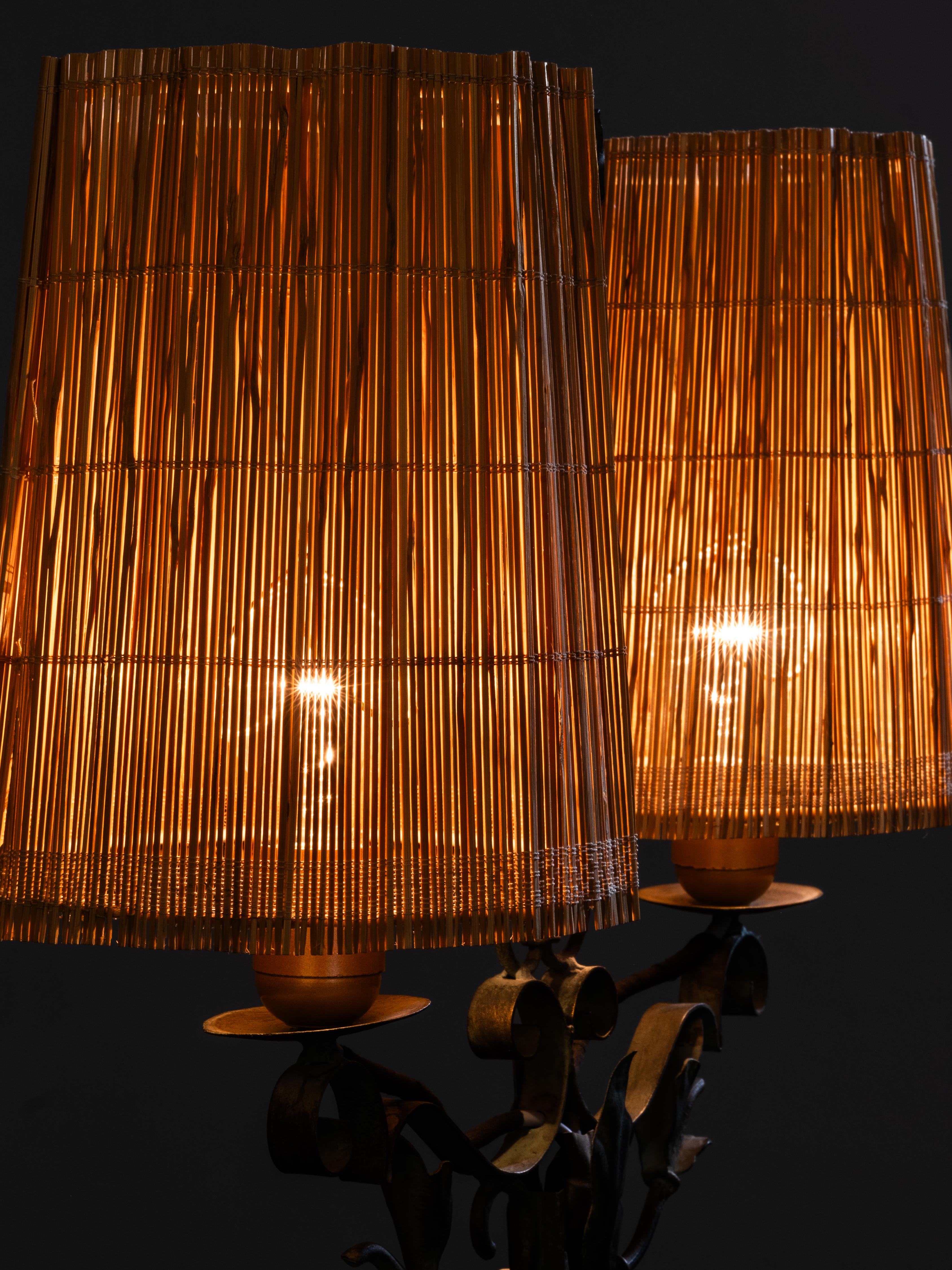 Lampadaire en fer forgé et en ardoise de bois par Hakkarainen, Finlande, années 1930 en vente 7