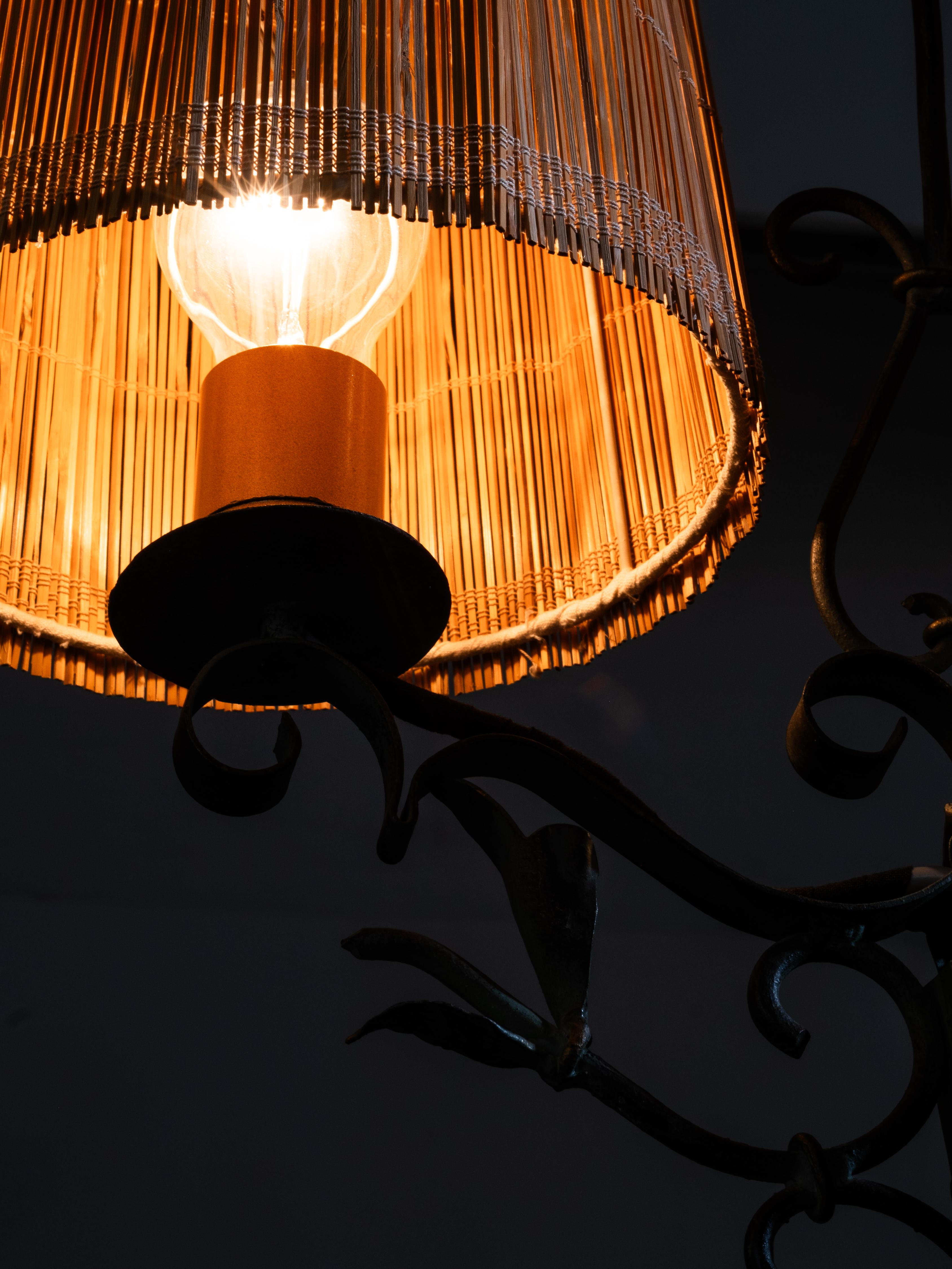 Lampadaire en fer forgé et en ardoise de bois par Hakkarainen, Finlande, années 1930 en vente 8