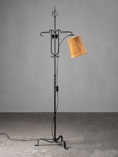 Stehlampe aus Schmiedeeisen und Holzschiefer von Hakkarainen, Finnland, 1930er Jahre
