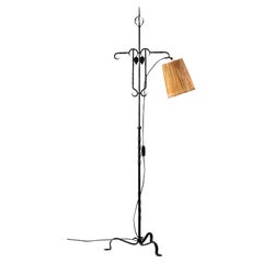 Wrought Iron and Wood Slate Floor Lamp by Hakkarainen, Finland, 1930s
