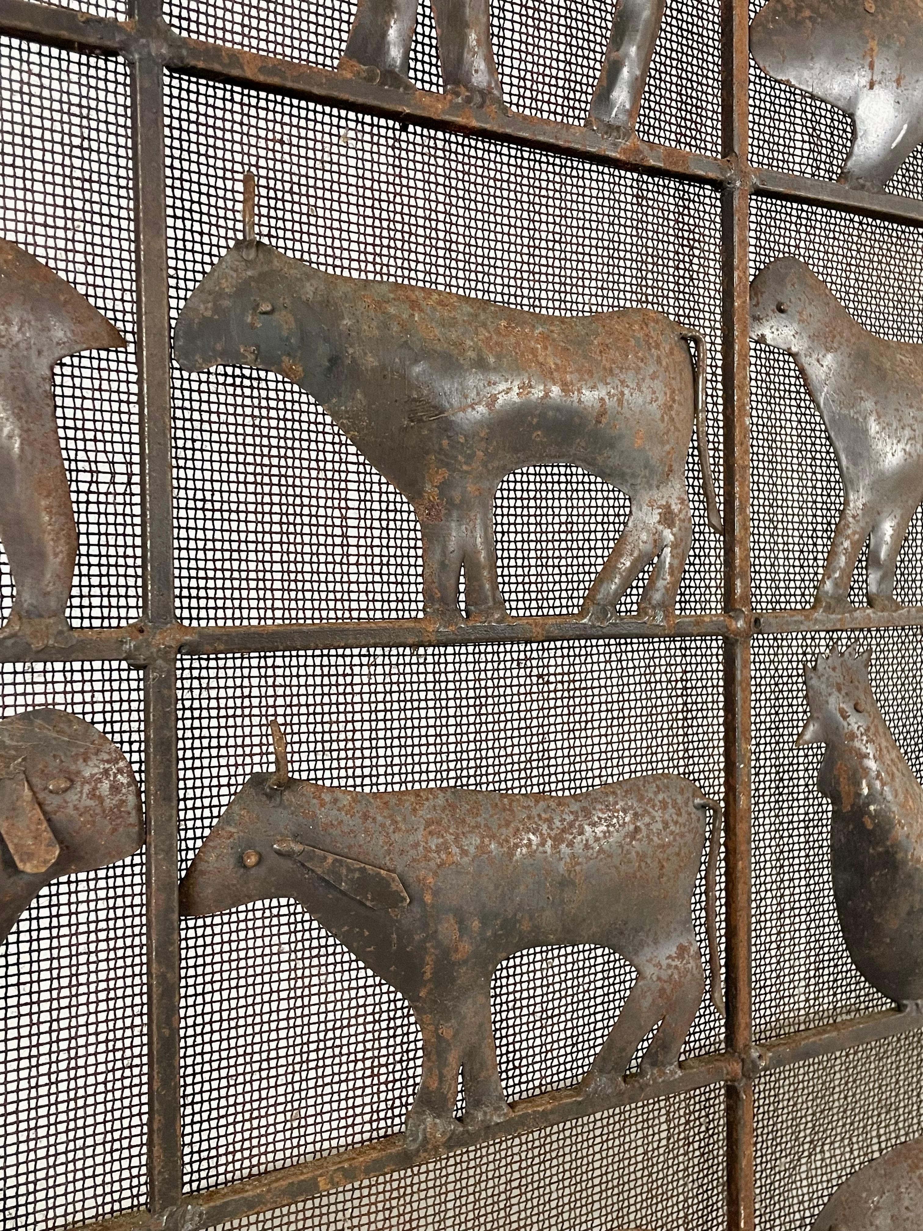 Wrought Iron Animal Fire Screen by Atelier Marolles - France - 1950s For Sale 3