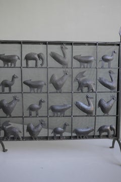 Wrought Iron Animal Fire Screen by Atelier Marolles, France, 1950's