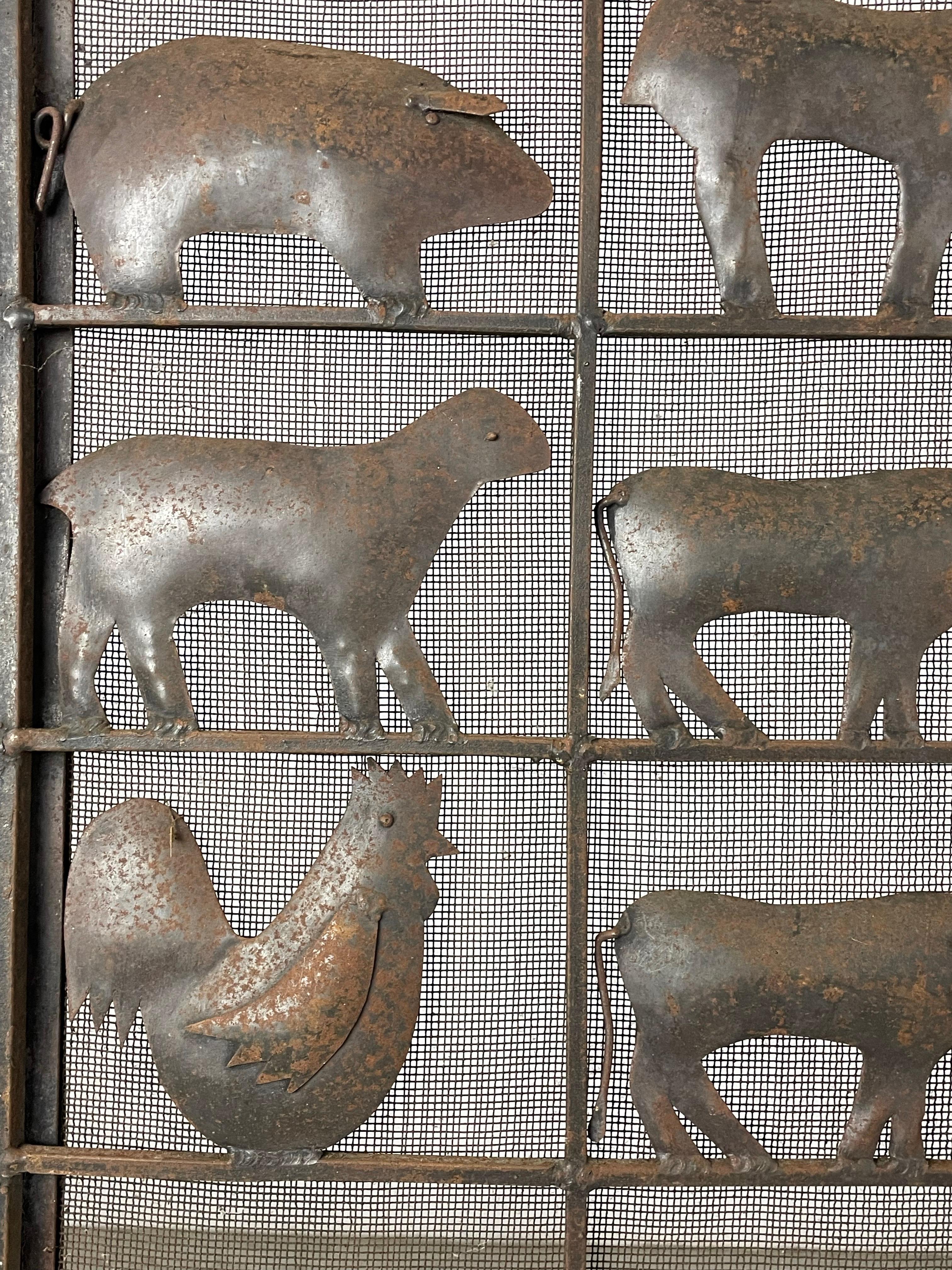 Wrought Iron Animal Fire Screen by Atelier Marolles - France - 1950s For Sale 1