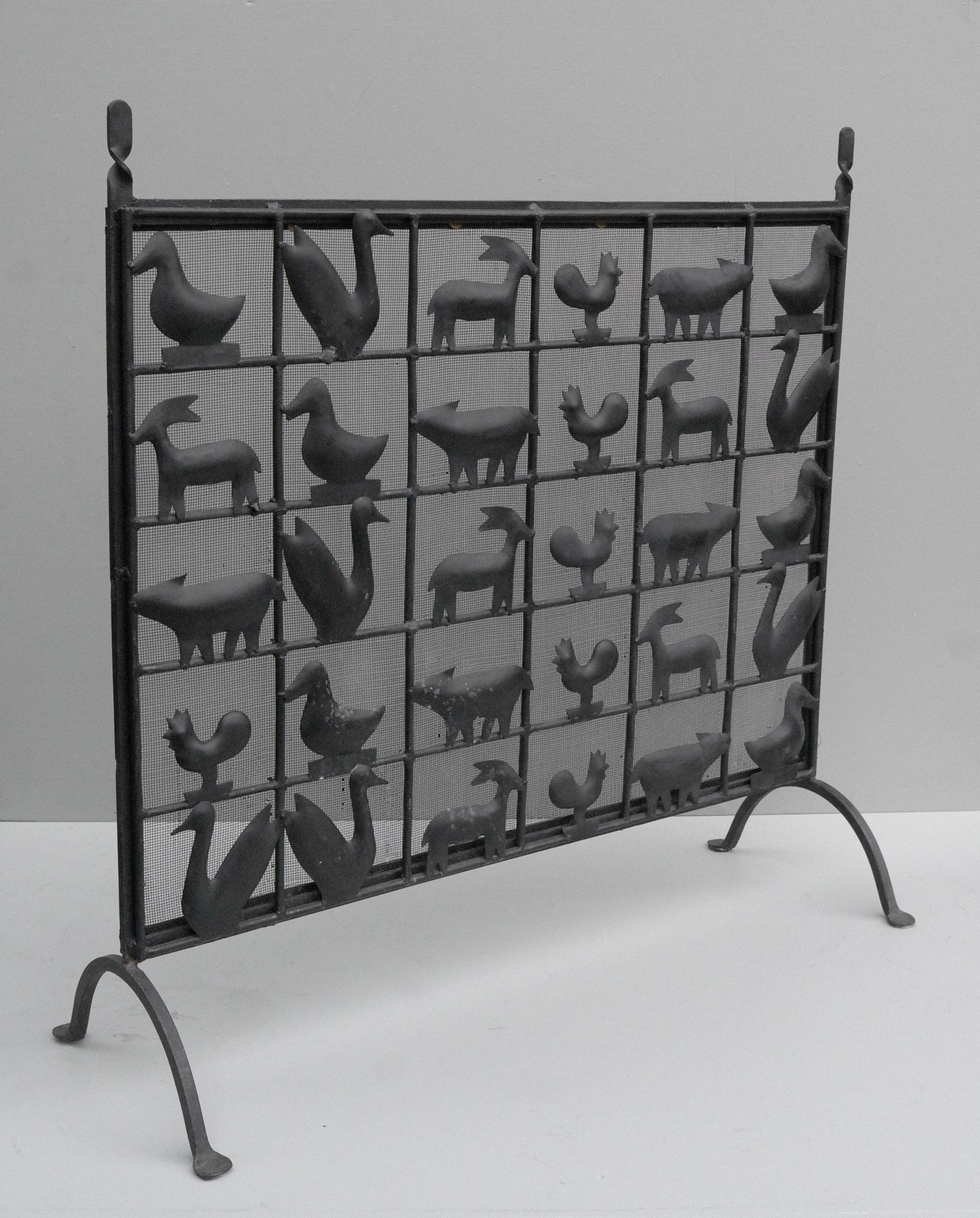 Wrought Iron Animal Fire Screen by Atelier Marolles, France, 1955 5