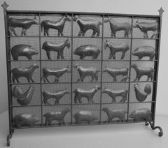 Wrought Iron Animal Fire Screen by Atelier Marolles, France, 1955
