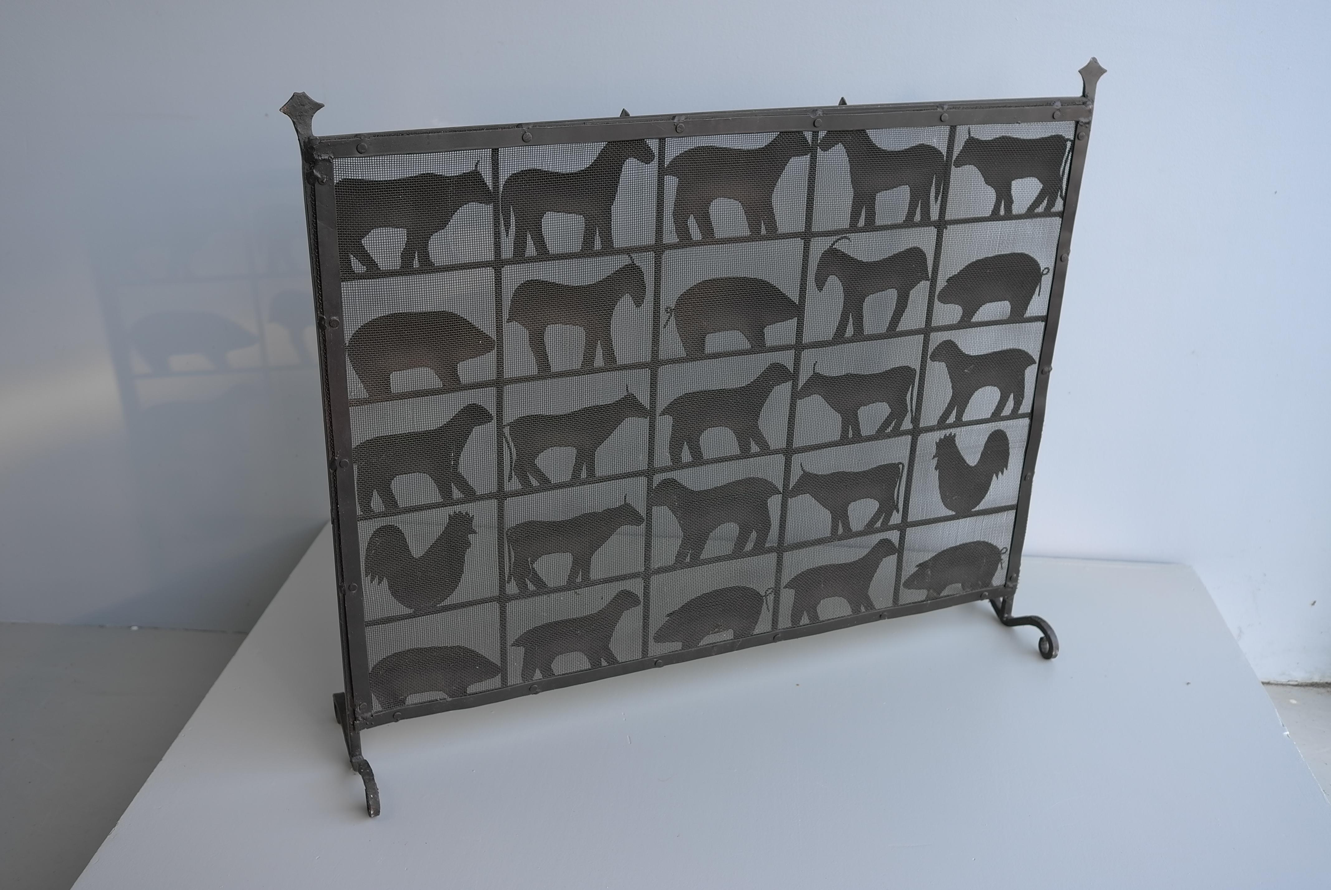 Parafuoco per animali in ferro battuto di Atelier Marolles, Francia, 1955 in vendita 1