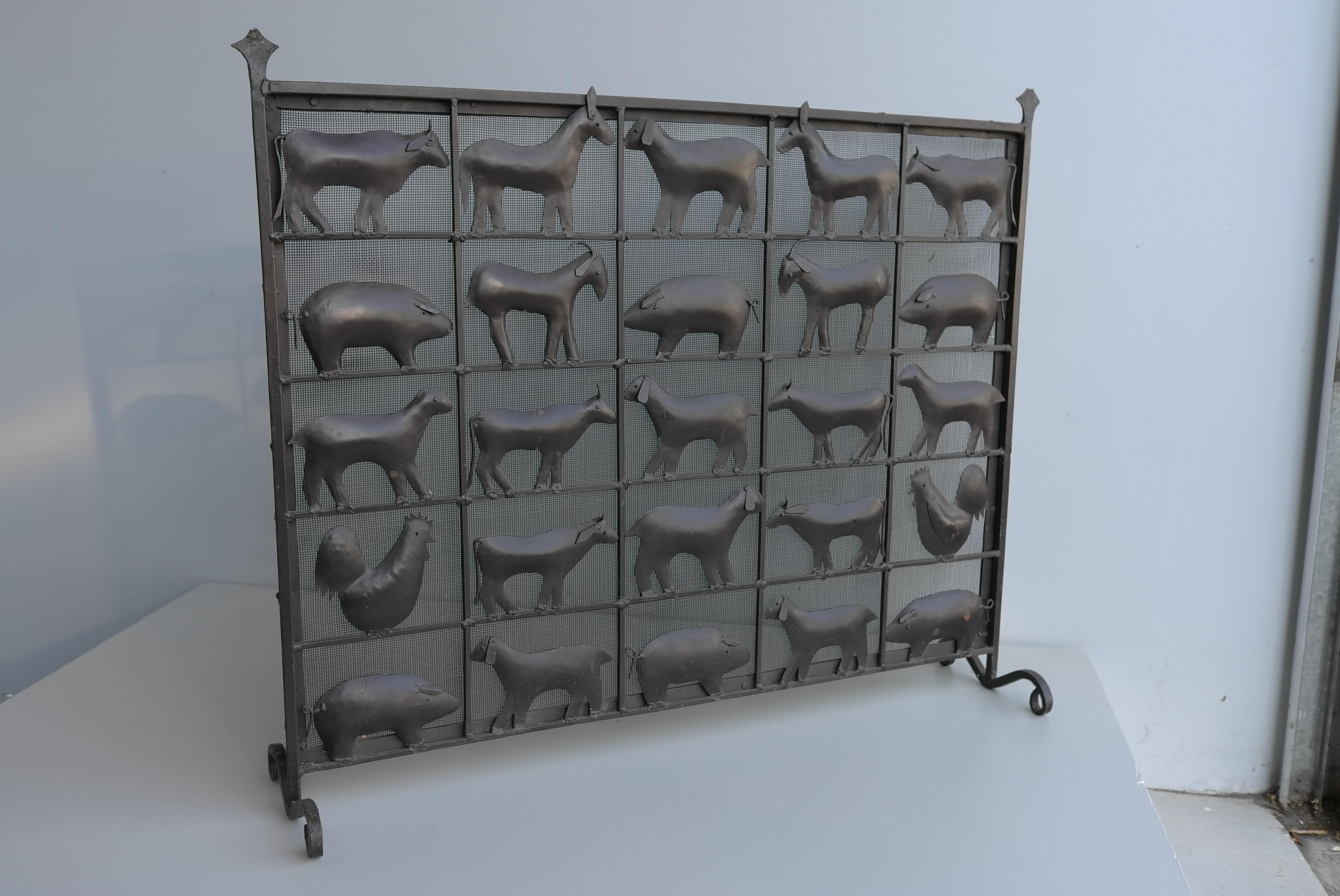 Parafuoco per animali in ferro battuto di Atelier Marolles, Francia, 1955 in vendita 2