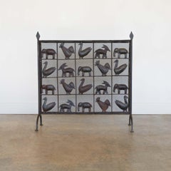 Wrought Iron Animal Fire Screen by Atelier Marolles, France