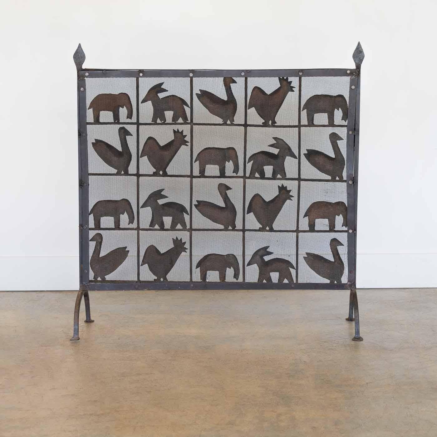 Wrought Iron Animal Fire Screen by Atelier Marolles, France 2