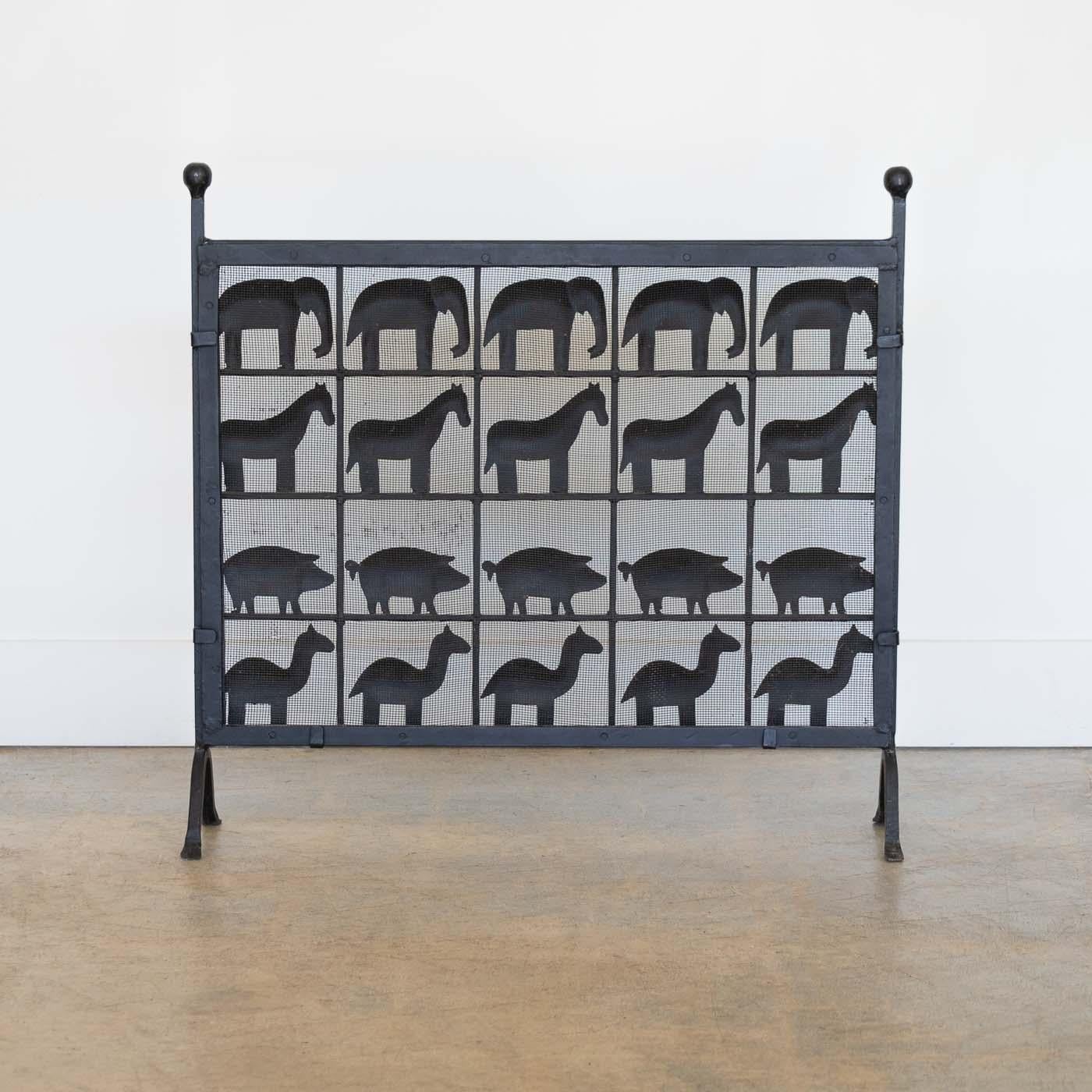 Wrought Iron Animal Fire Screen in the style of Atelier Marolles, France 2