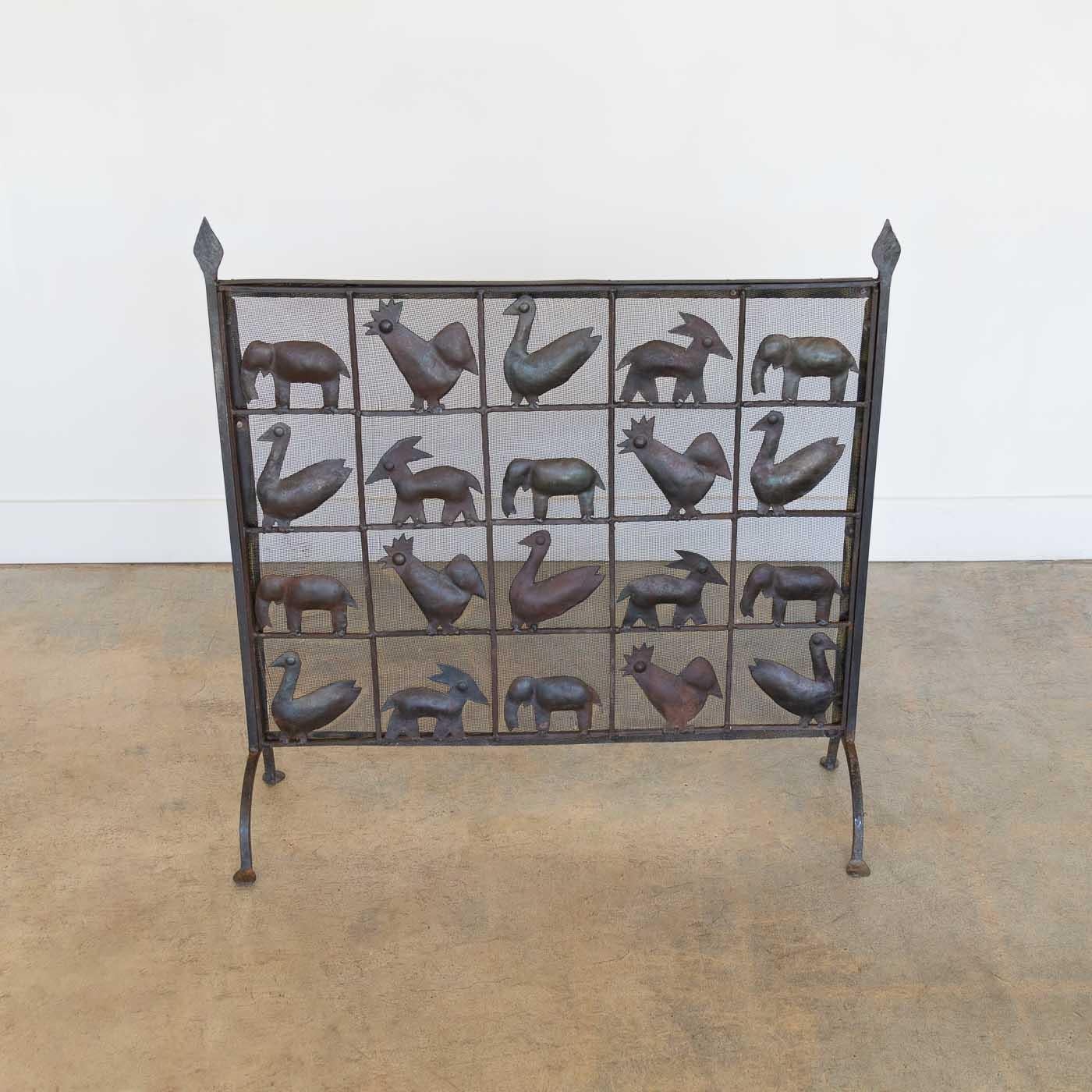 Wrought Iron Animal Fire Screen by Atelier Marolles, France 3