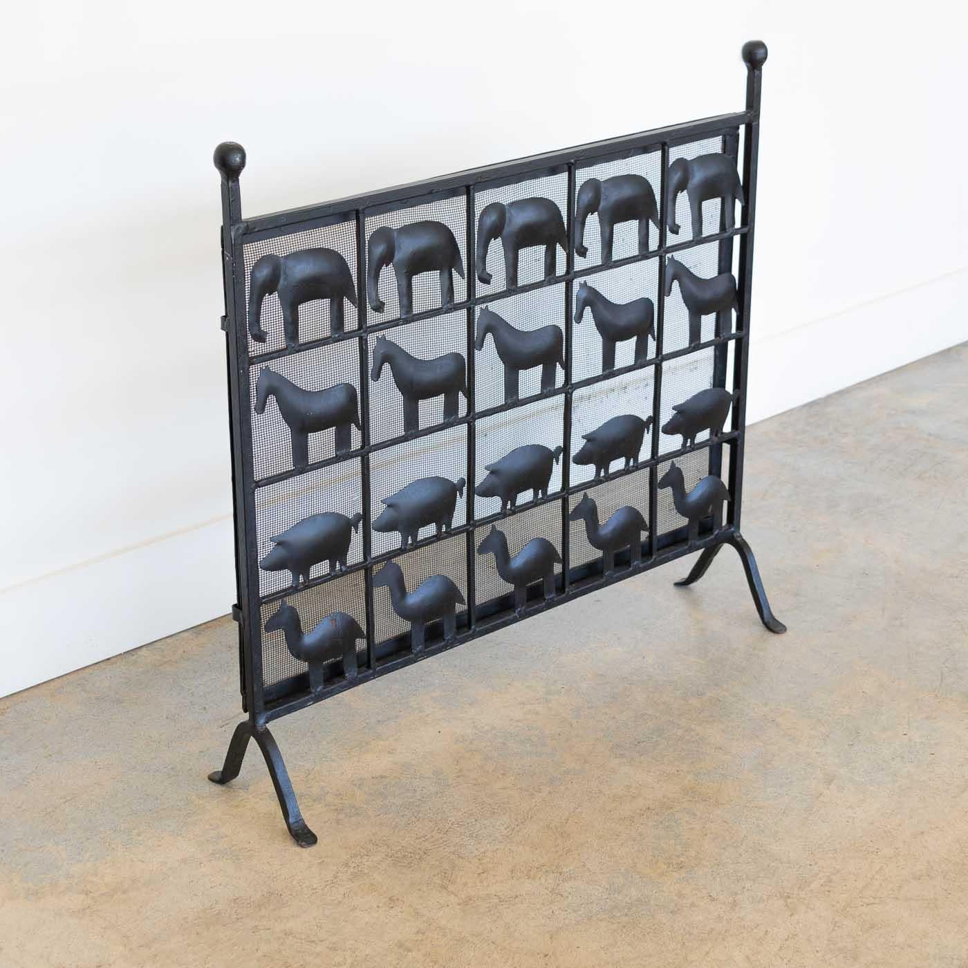 Wrought Iron Animal Fire Screen in the style of Atelier Marolles, France 3