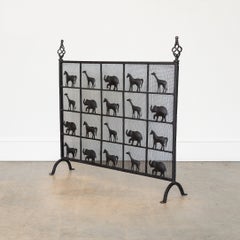 Wrought Iron Animal Fire Screen in the Style of Atelier Marolles, France