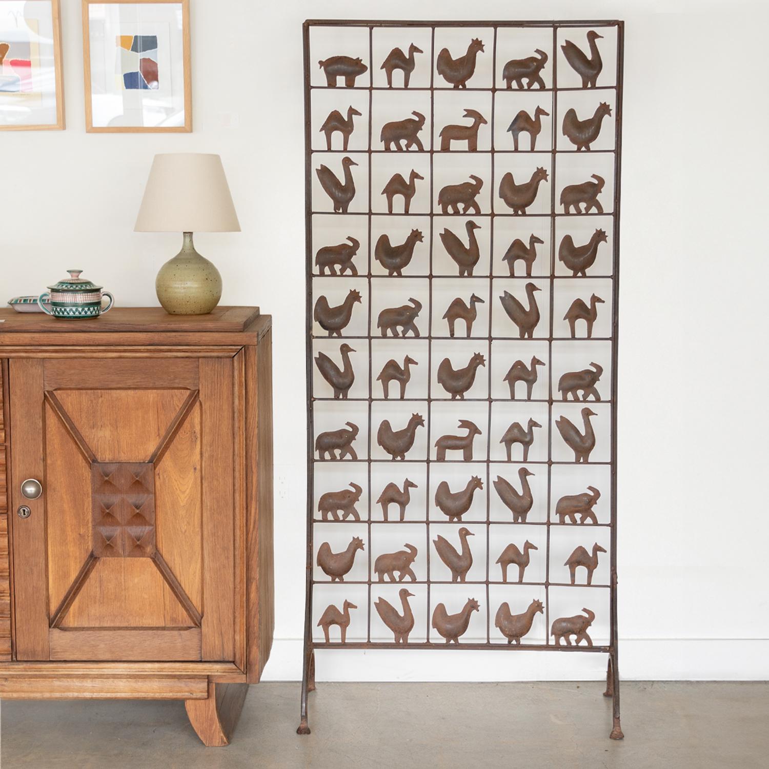French Wrought Iron Animal Wall Screen by Atelier Marolles, France