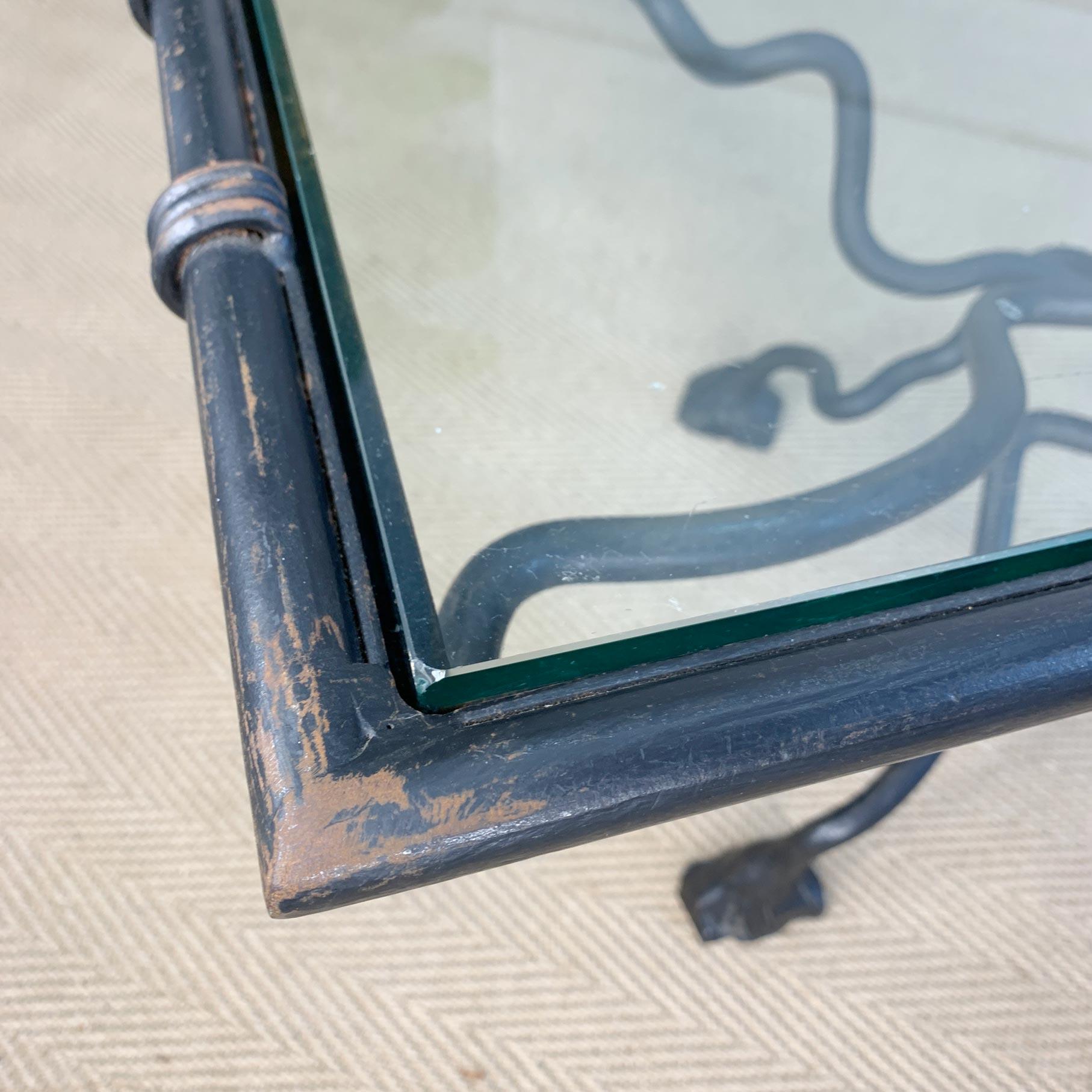 Verre Table basse en fer forgé avec plateau en verre en vente