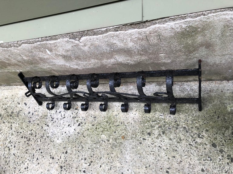 Wrought Iron Antique Wall Mount Coat Rack at 1stDibs wrought iron wall mounted coat rack