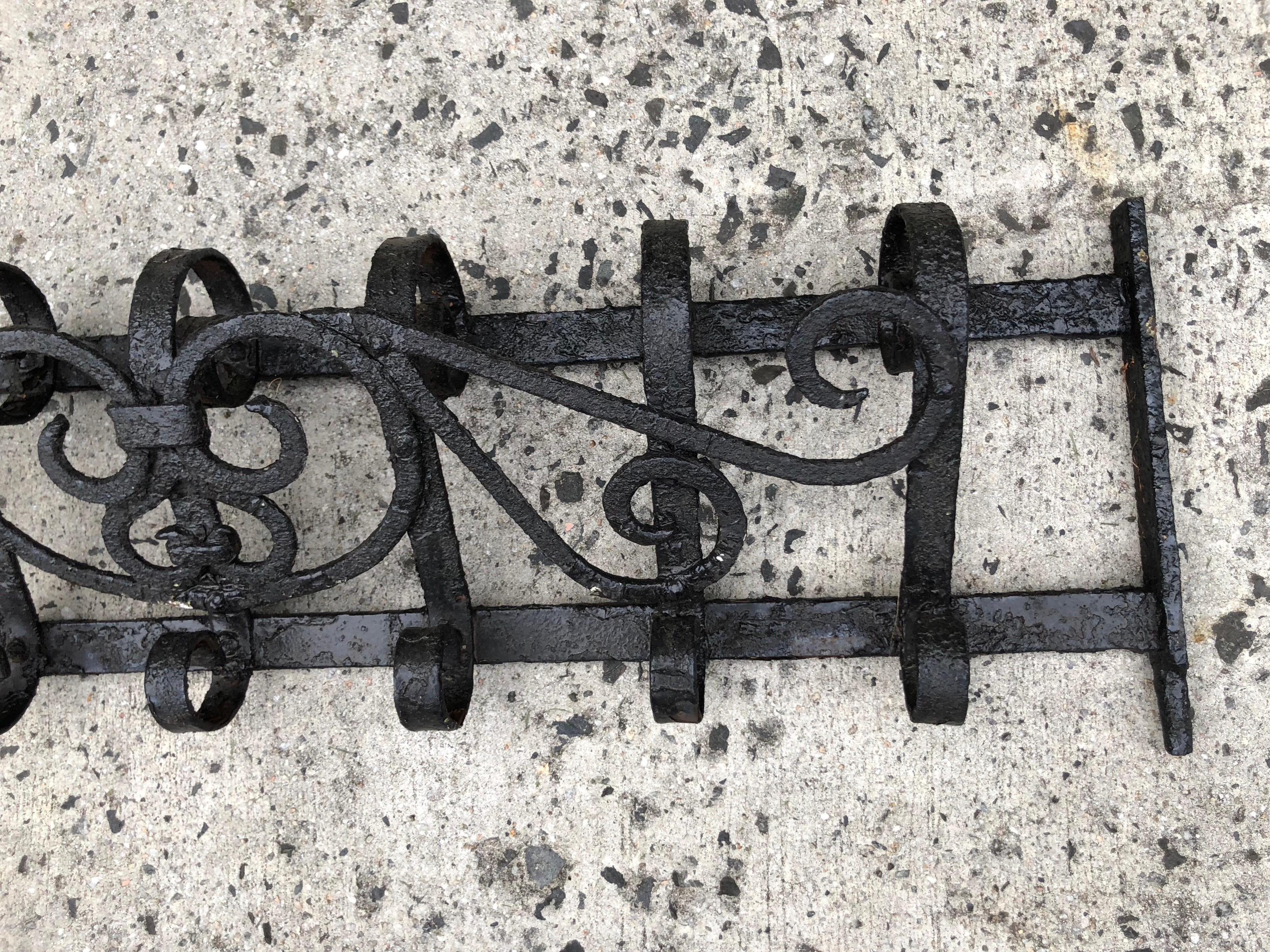 Mid-19th Century Wrought Iron Antique Wall Mount Coat Rack
