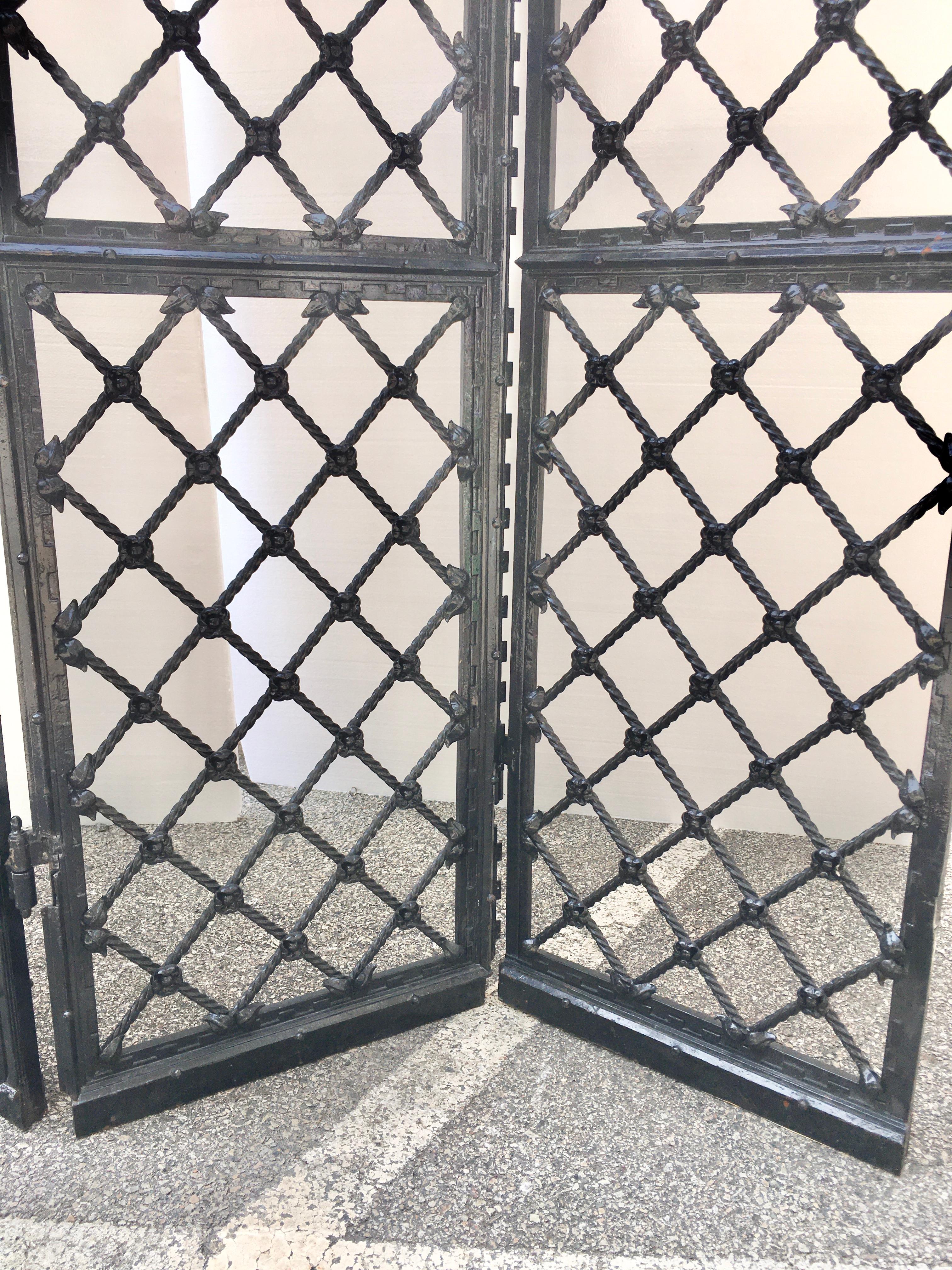 Wrought Iron Architectural Four-Panel Screen In Good Condition In Hanover, MA