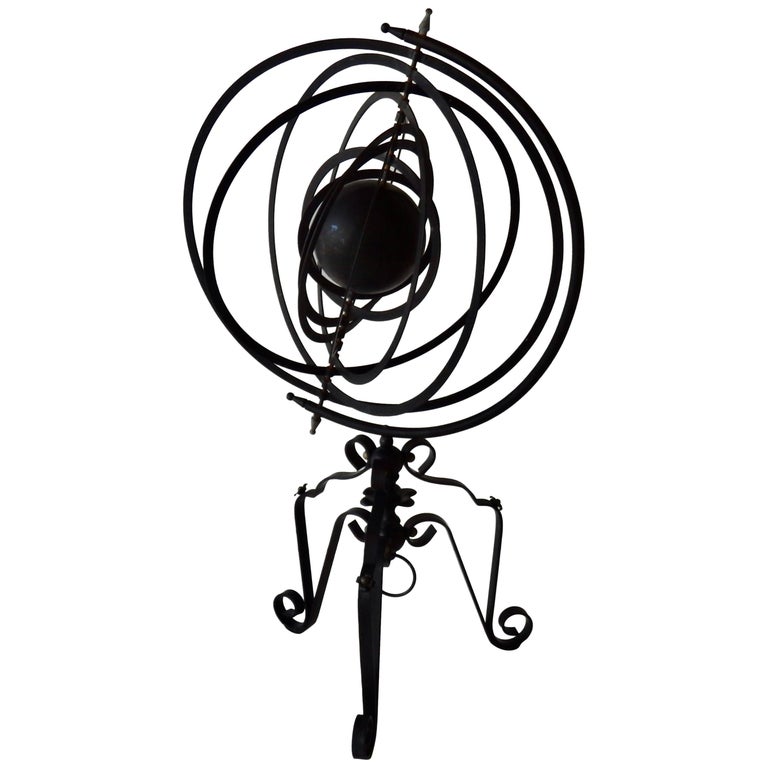 Wrought Iron Armillary Sphere Garden Sculpture For Sale at 1stDibs