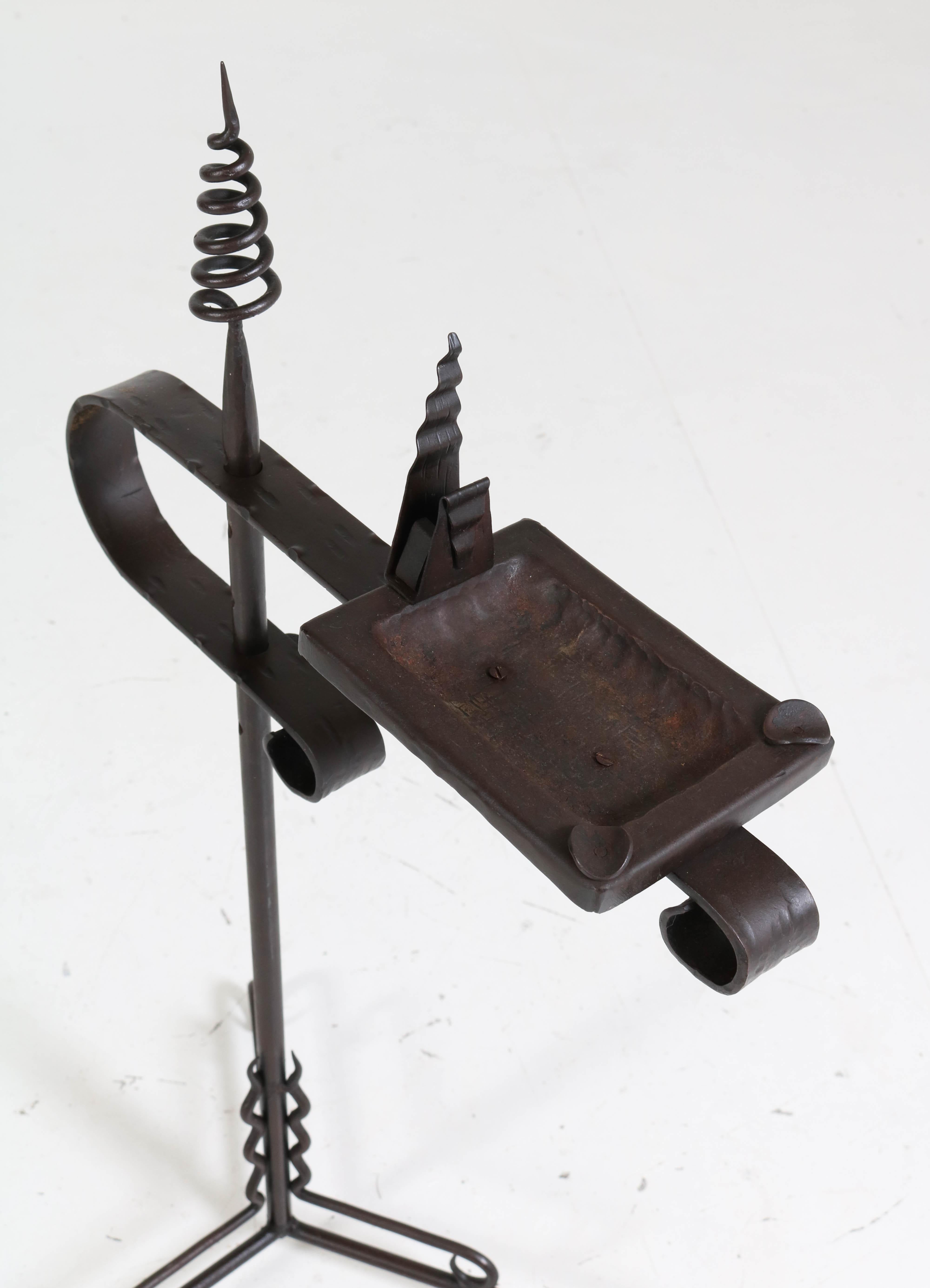 Early 20th Century Wrought Iron Art Deco Amsterdam School Ashtray Stand by J. Boerman, 1920s