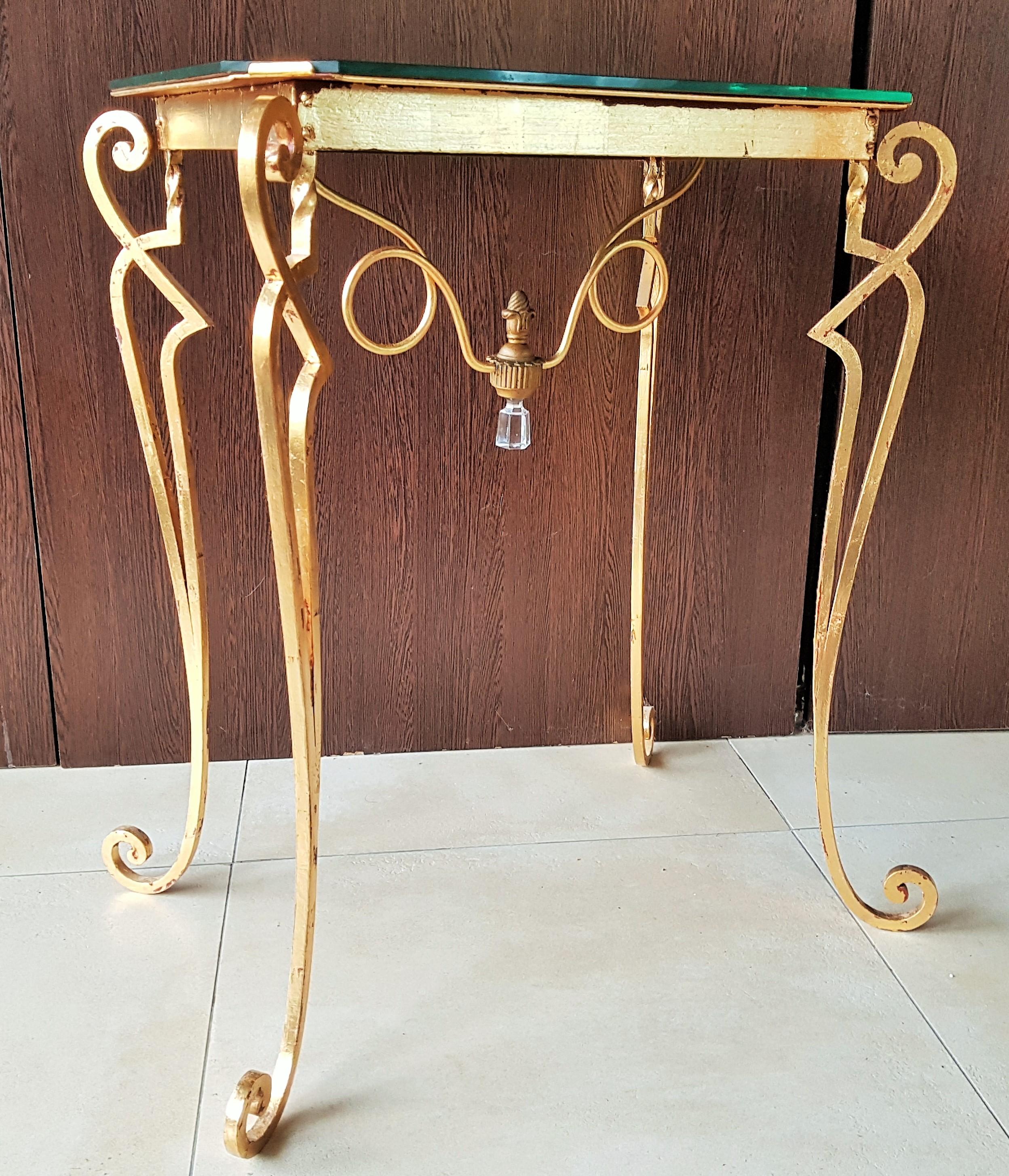 Wrought Iron Art Deco Console Side Table Attributed to Drouet, France, 1940 4