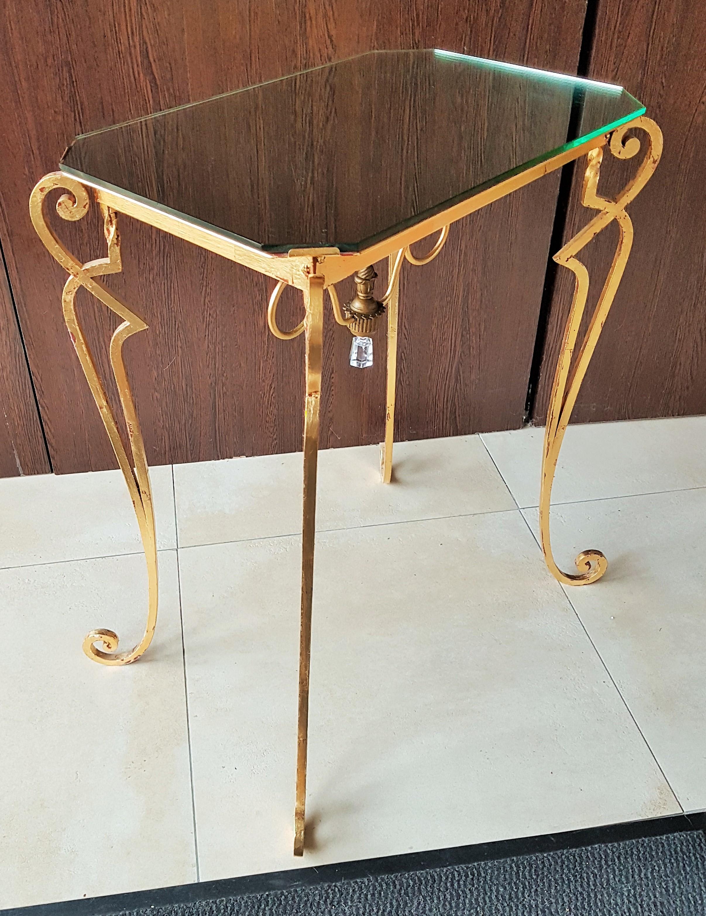 Wrought Iron Art Deco Console Side Table Attributed to Drouet, France, 1940 8