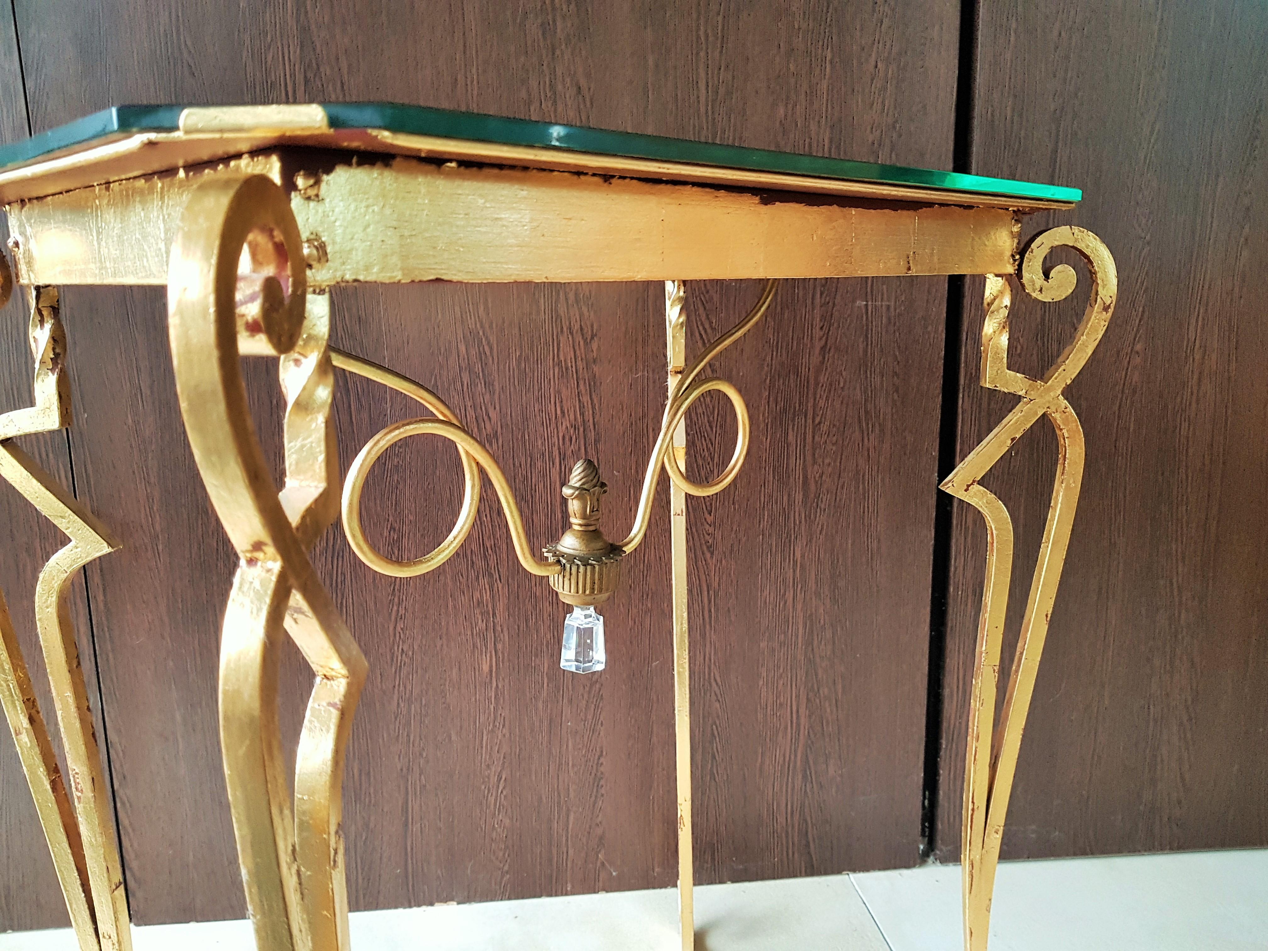 Wrought Iron Art Deco Console Side Table Attributed to Drouet, France, 1940 9