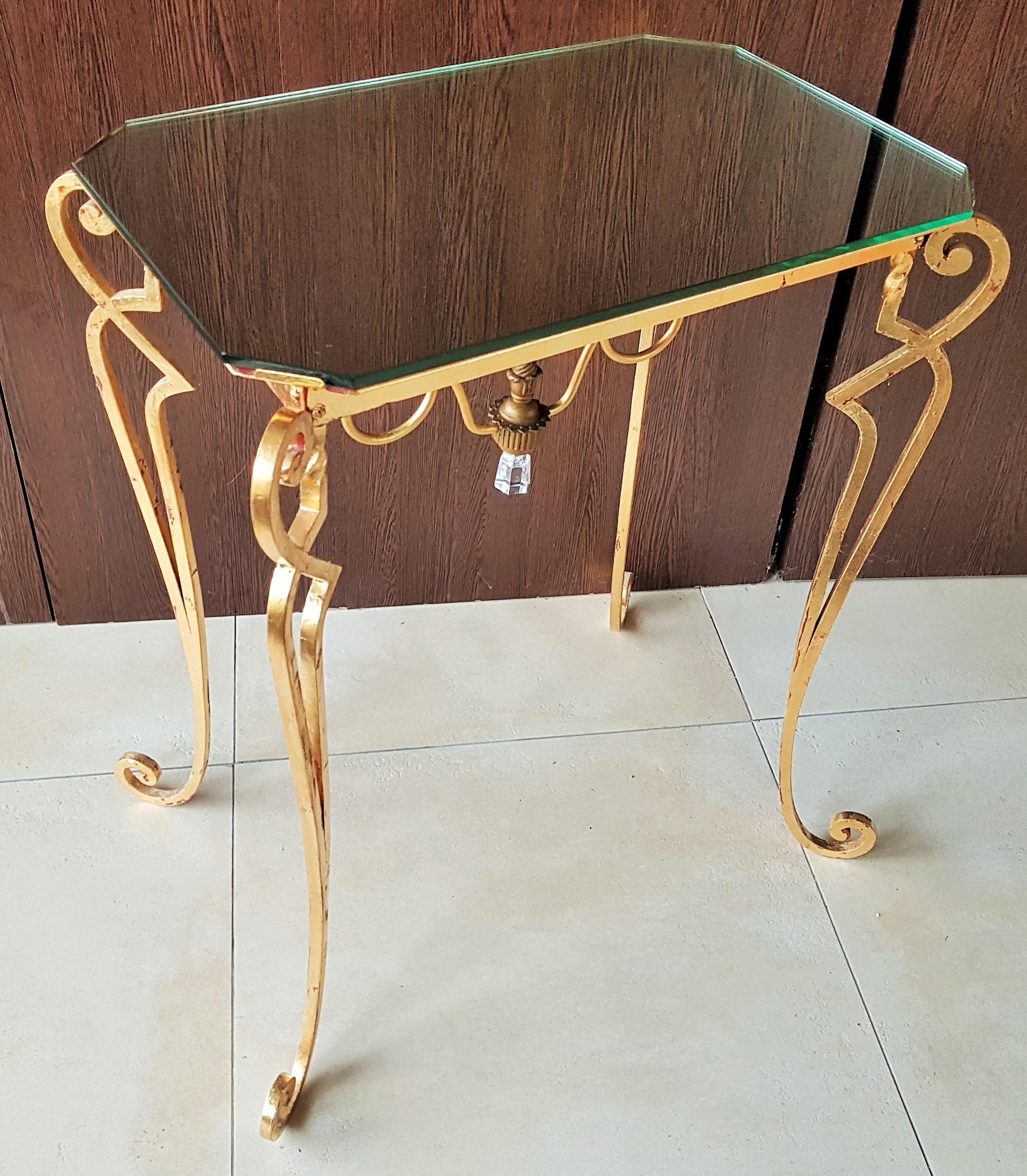 Wrought Iron Art Deco Console Side Table Attributed to Drouet, France, 1940 2