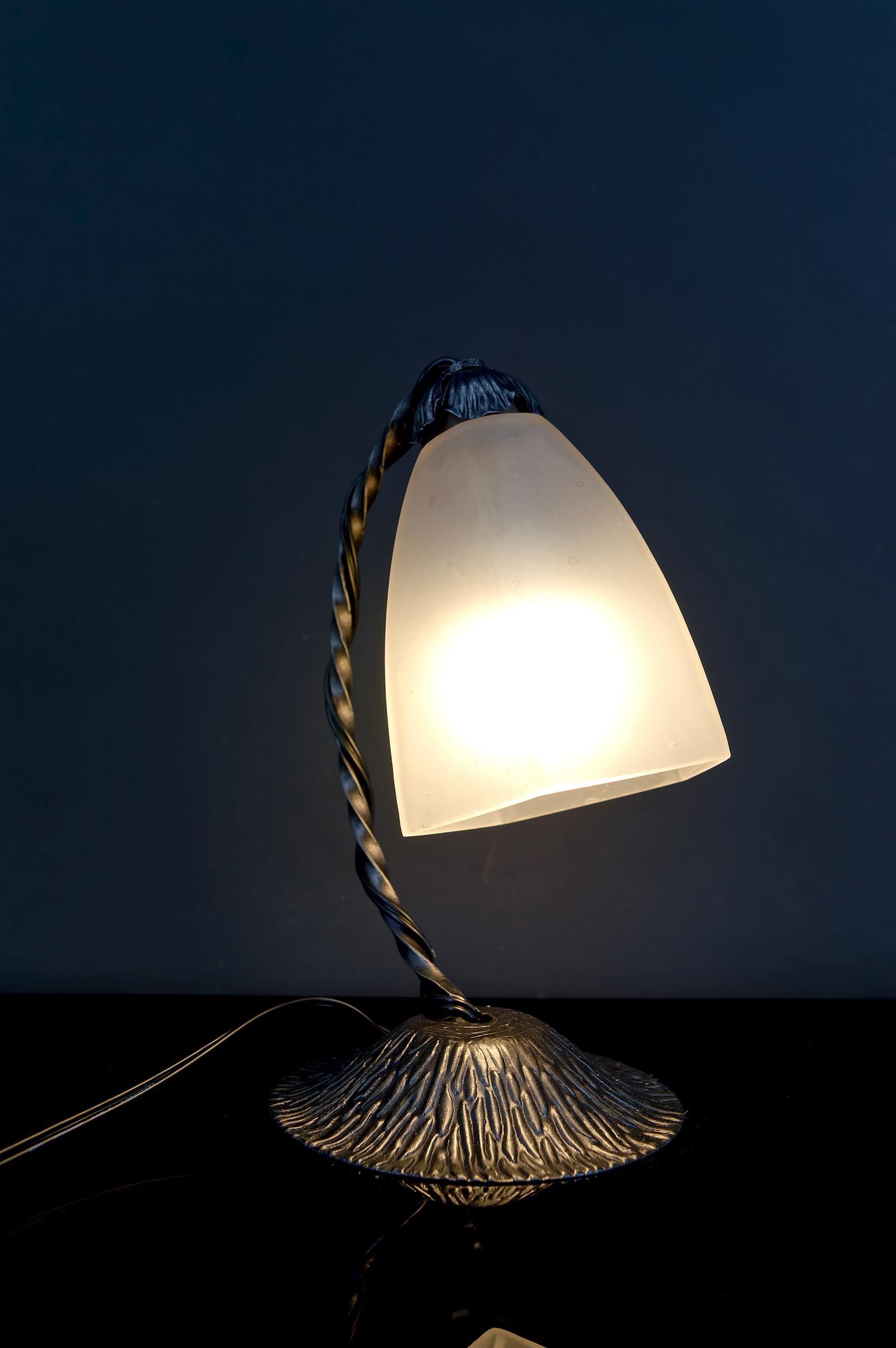 French Wrought Iron Art Deco Lamp, France, Circa 1930 For Sale