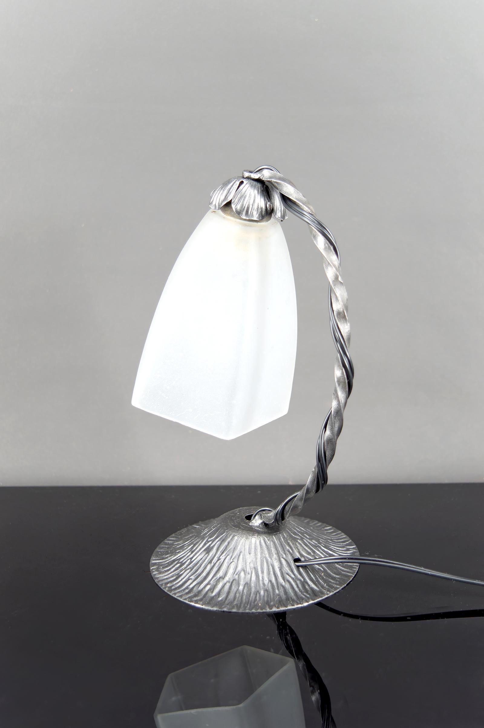 Mid-20th Century Wrought Iron Art Deco Lamp, France, Circa 1930 For Sale