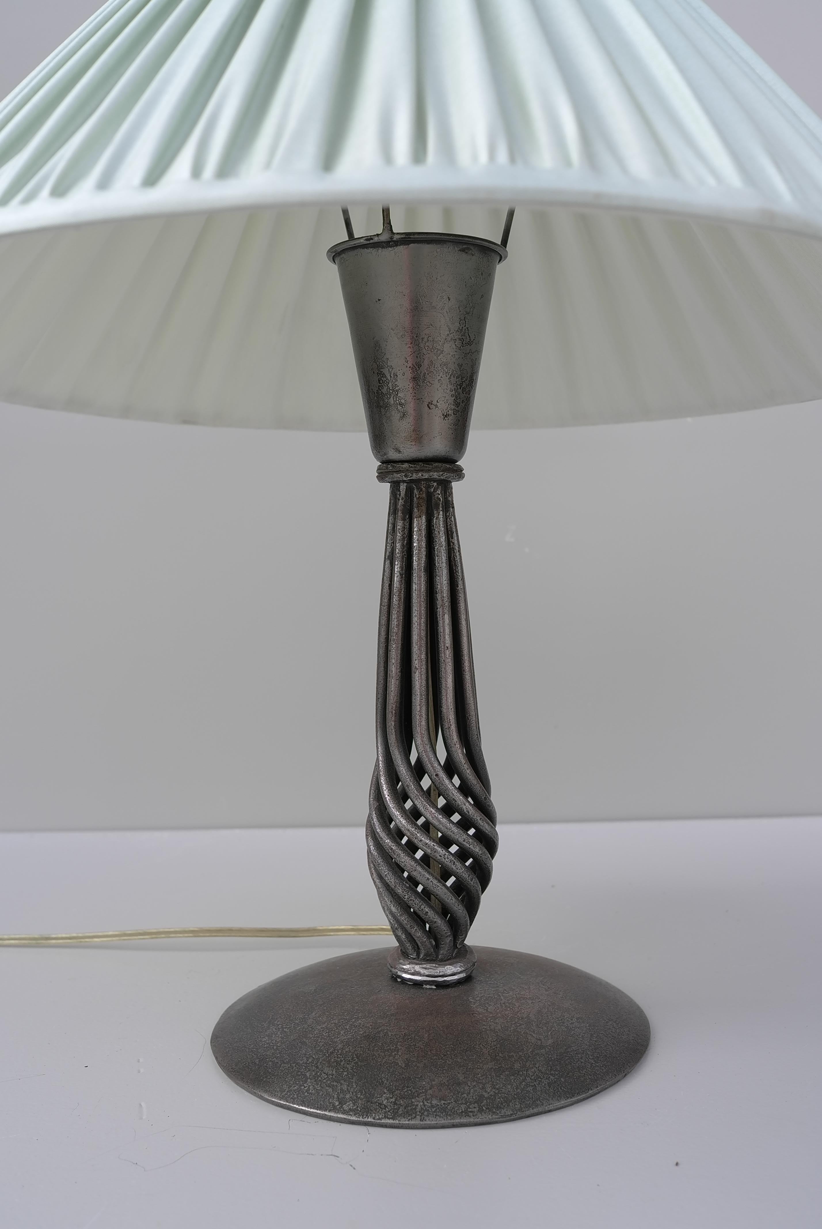 French Wrought Iron Art Deco Table Lamp, France, 1930s For Sale