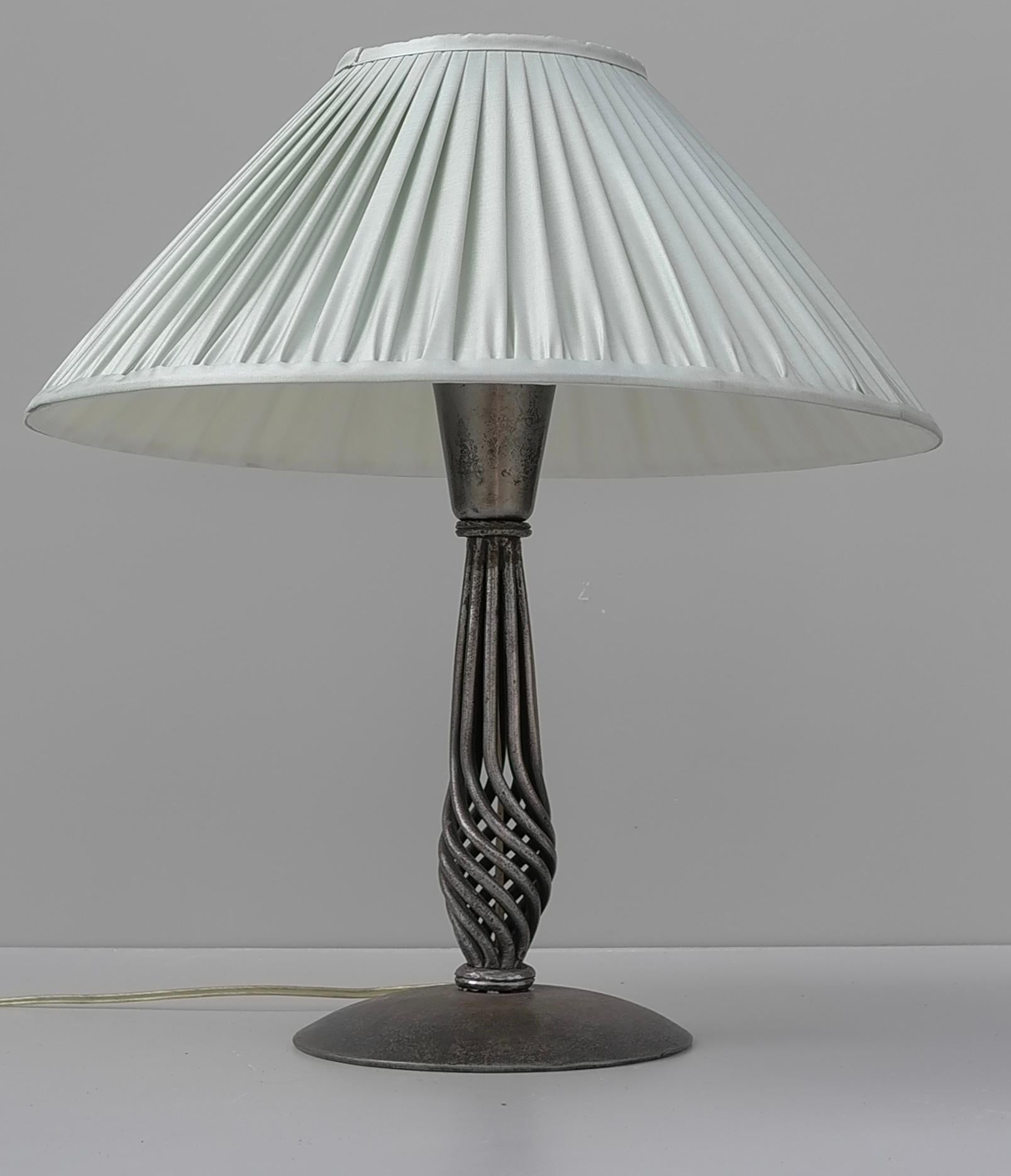 Mid-20th Century Wrought Iron Art Deco Table Lamp, France, 1930s For Sale