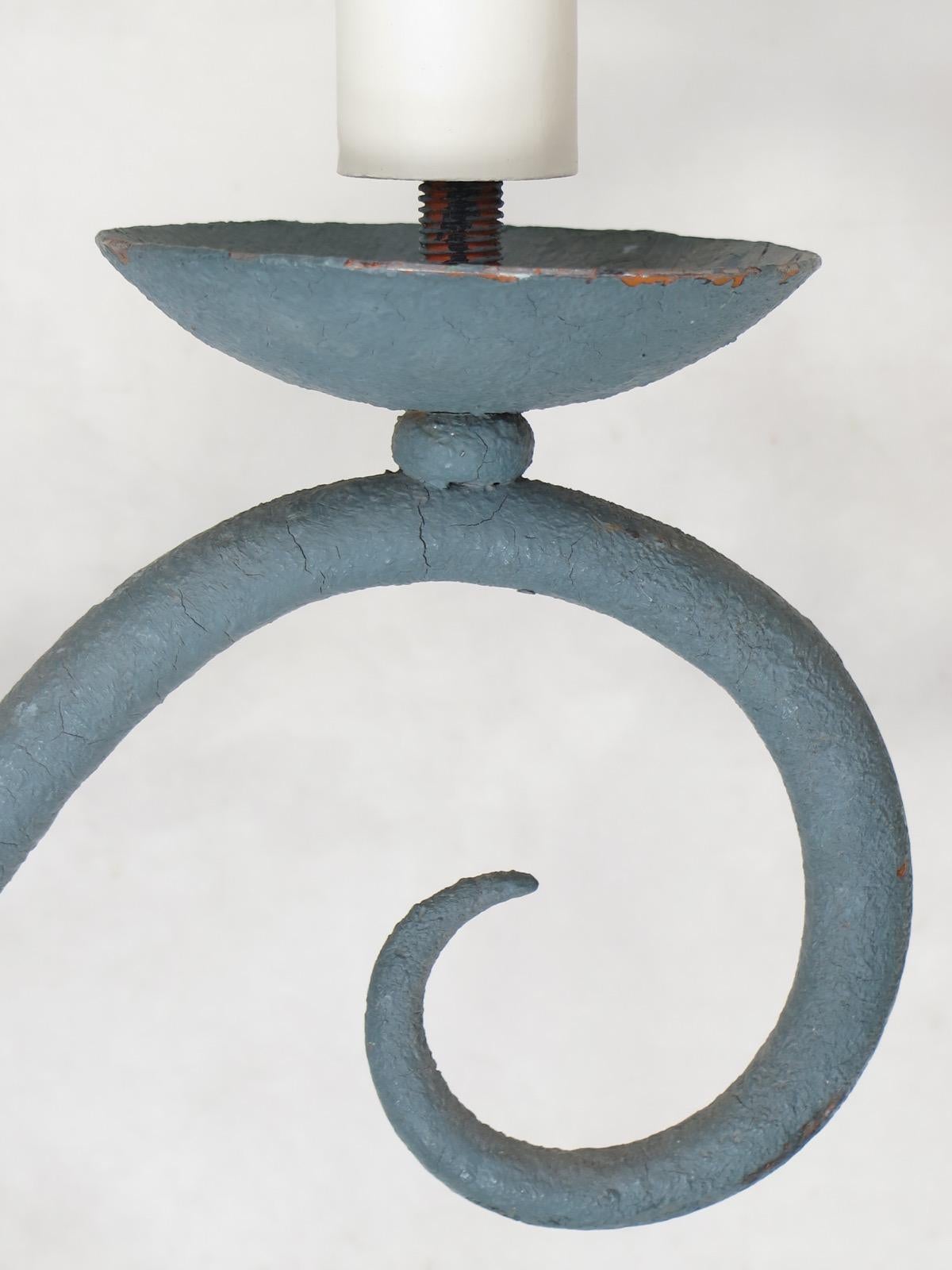 French Wrought Iron Art Deco Wall Light, France, circa 1930s For Sale