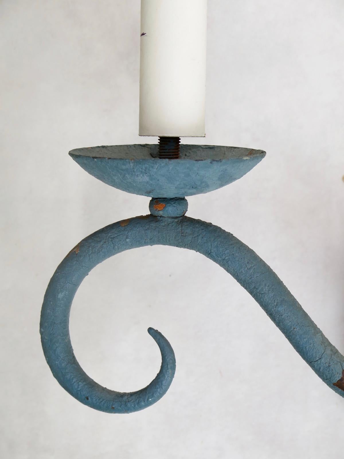 Painted Wrought Iron Art Deco Wall Light, France, circa 1930s For Sale