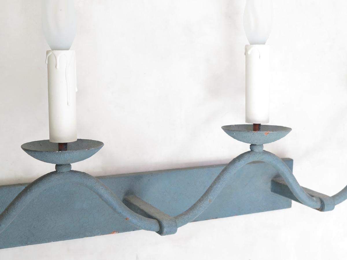 20th Century Wrought Iron Art Deco Wall Light, France, circa 1930s For Sale