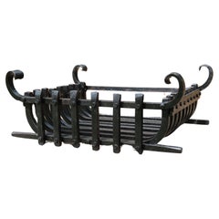Wrought iron Arts and Crafts fire basket of medieval style, circa 1930 English
