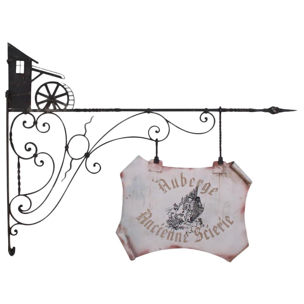 Wrought Iron “Auberge Ancient Sawmill” Sign