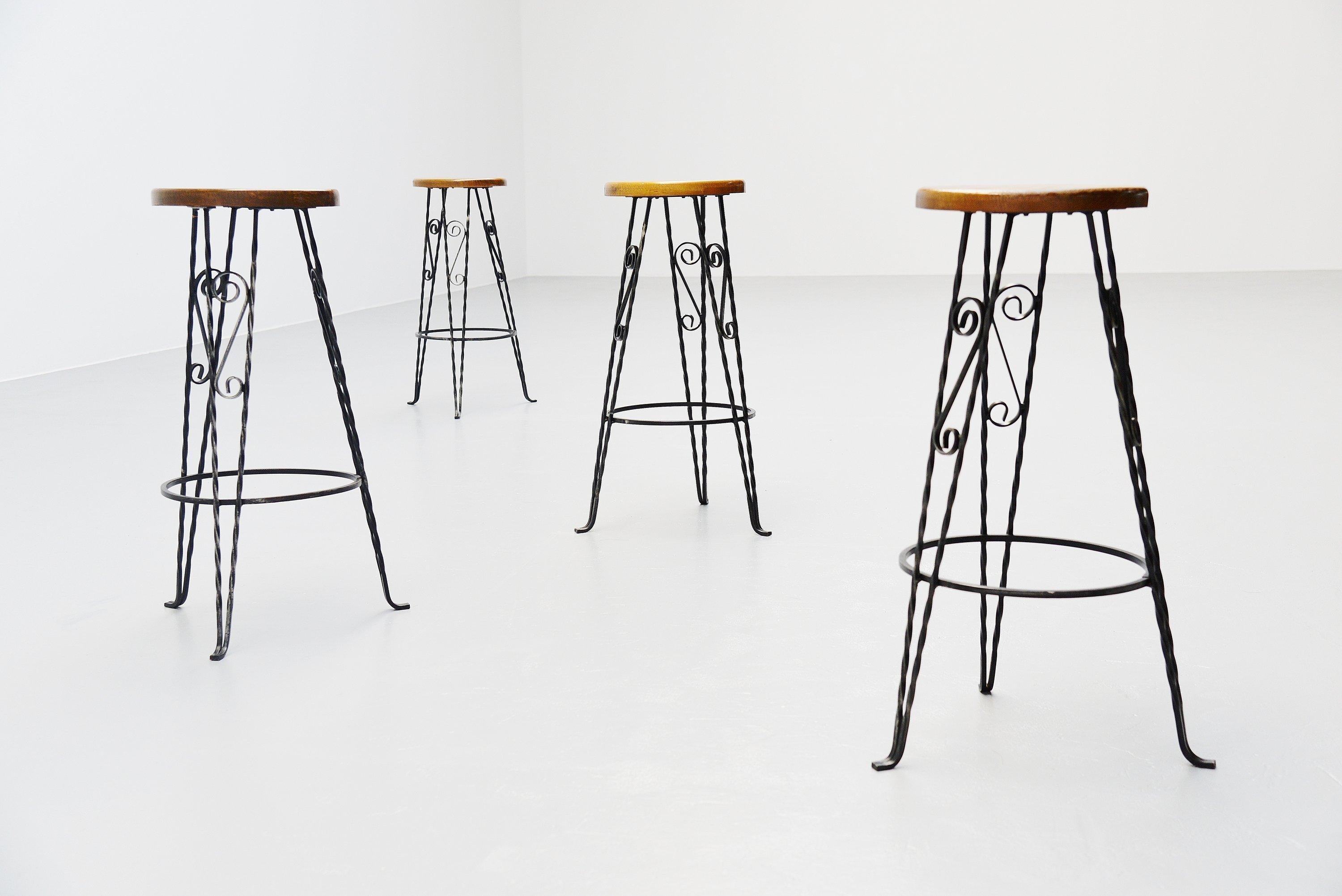 Mid-20th Century Wrought iron bar stools France 1960