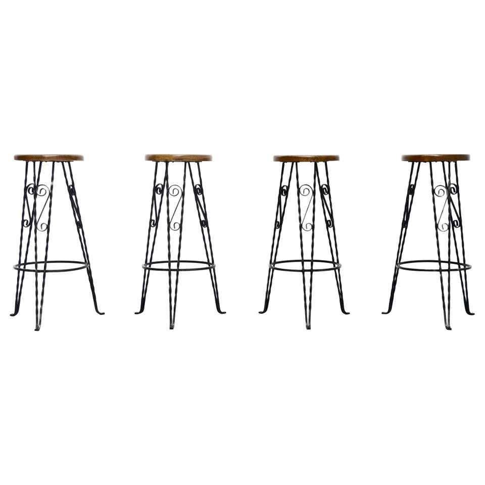 Wrought Iron Bar Stools at 1stDibs